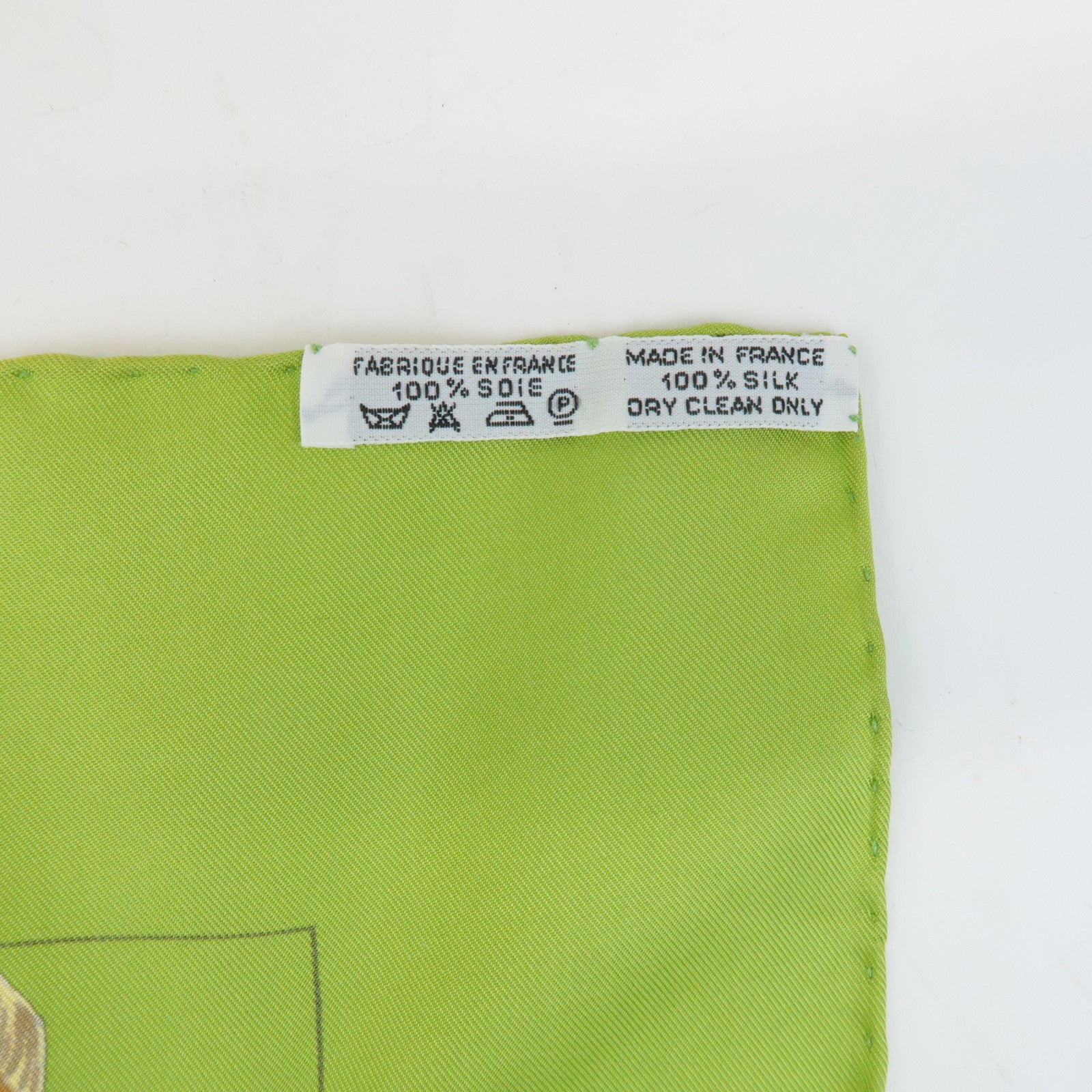 HERMES Carre 90 Silk 100% LE MORS A LA CONTETABLE Scarf Green Used