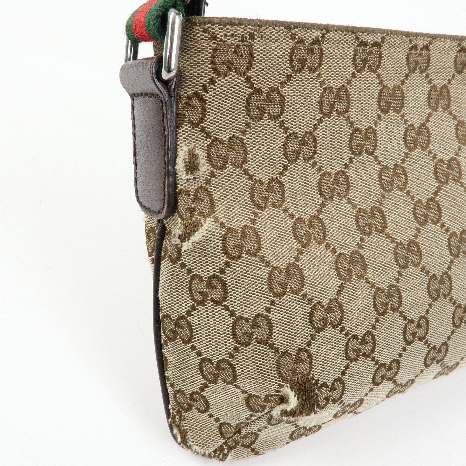 GUCCI Sherry GG Canvas Leather Shoulder Crossbody Bag Beige 189749