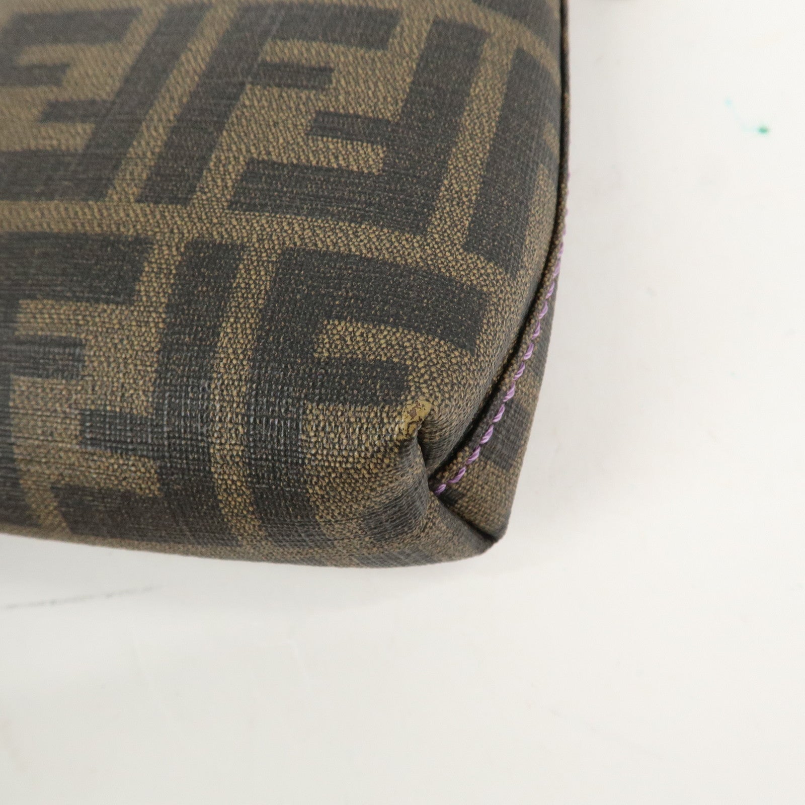 FENDI Zucca PVC Chain Accessory Pouch Hand Bag Shoulder Bag 8BR592