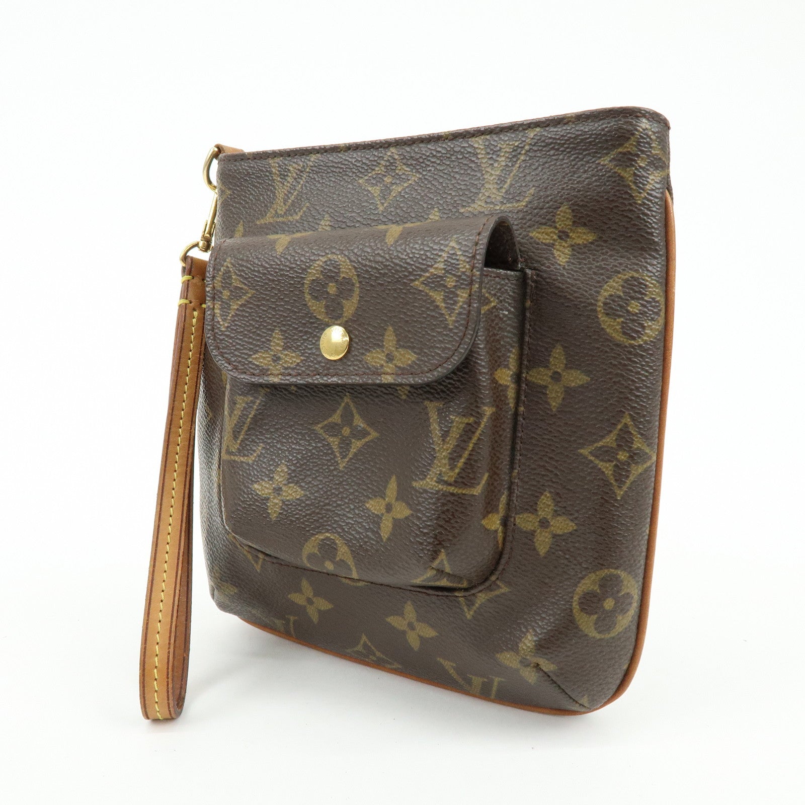 Louis Vuitton Monogram Partition Pouch Wristlet Bag Brown M51901