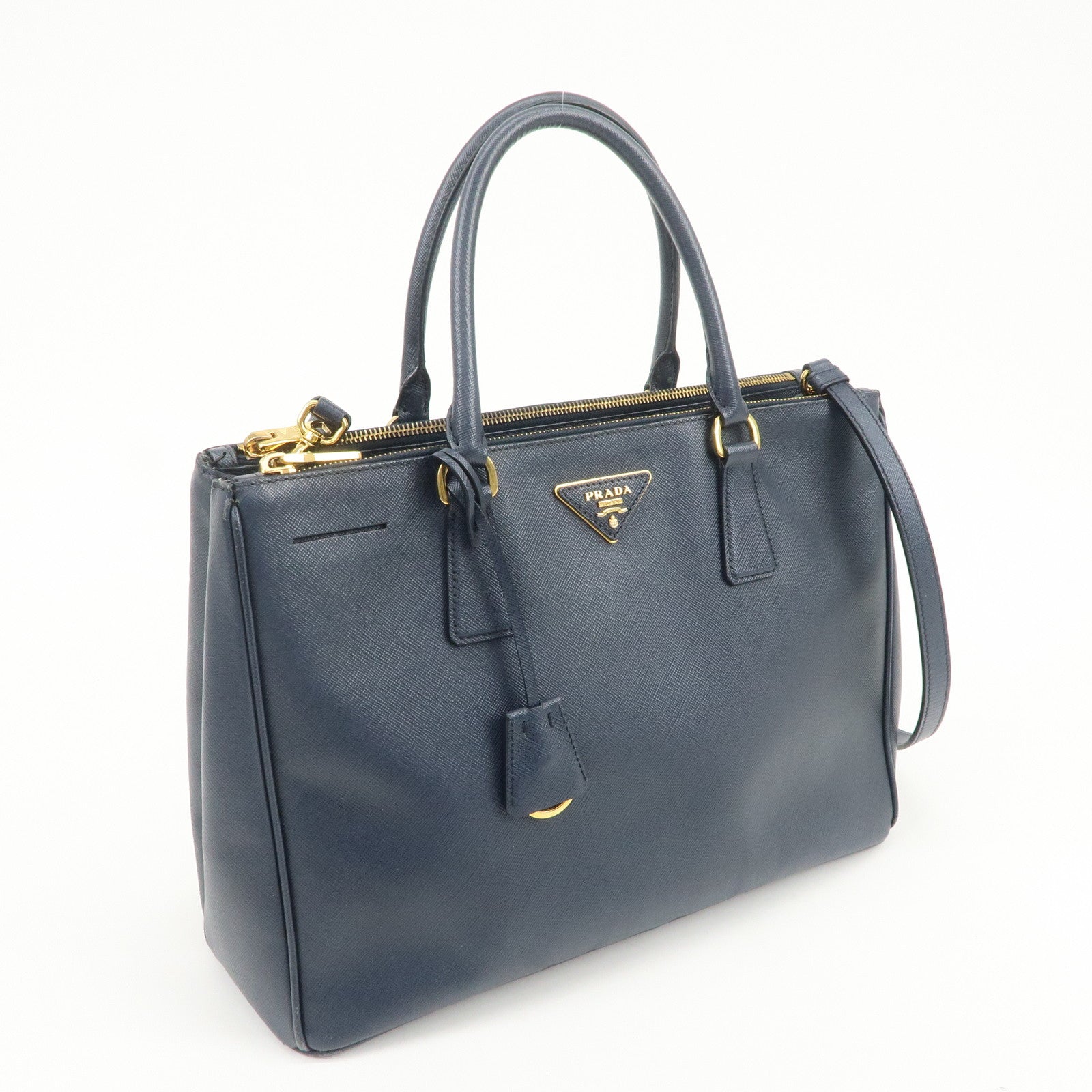 PRADA Galleria Saffiano Leather 2Way Bag Hand Bag Navy BN2274