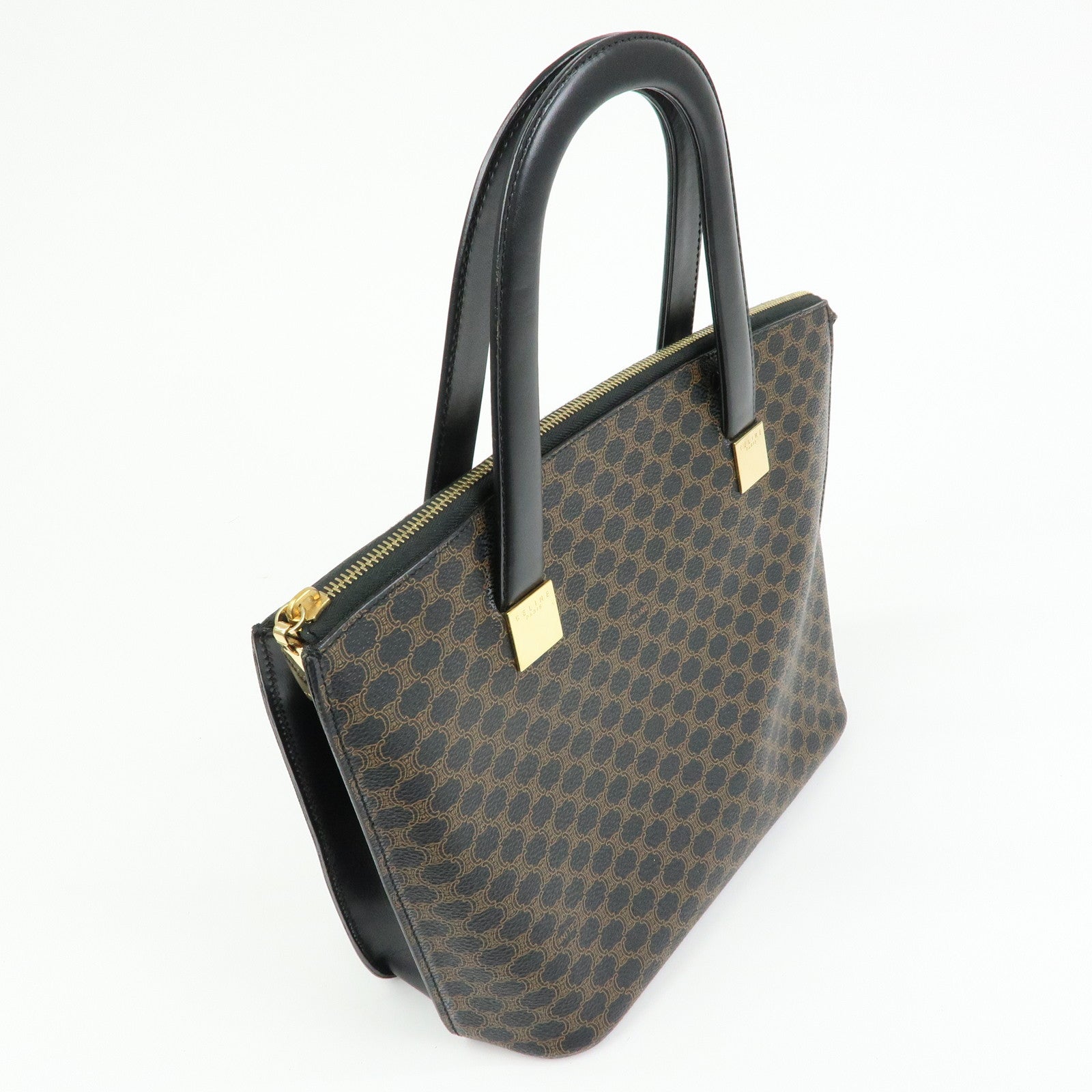 CELINE Macadam PVC Leather 2Way Bag Hand Bag Shoulder Bag Brown