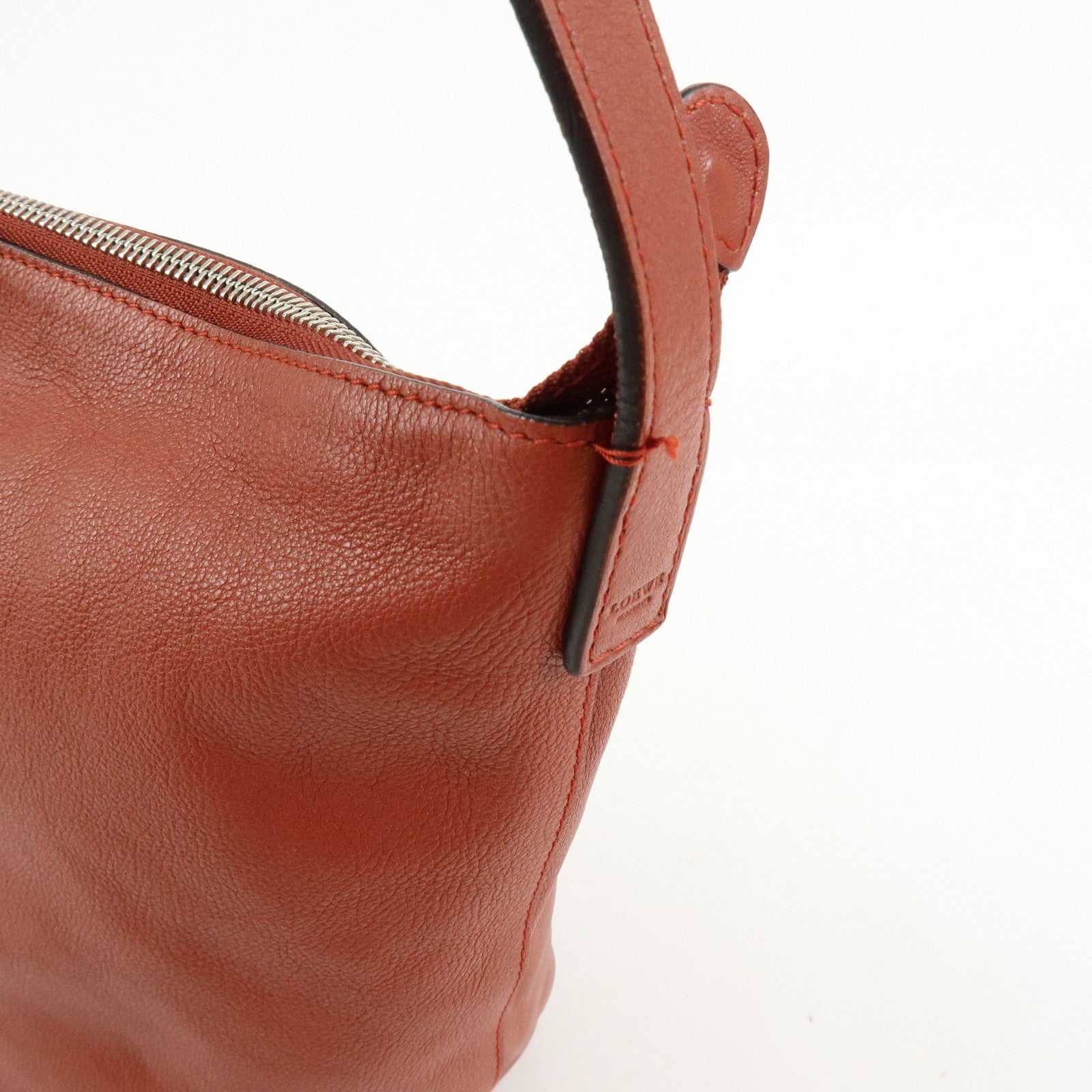 LOEWE Anagram Calf Leather Shoulder Bag Red Brown