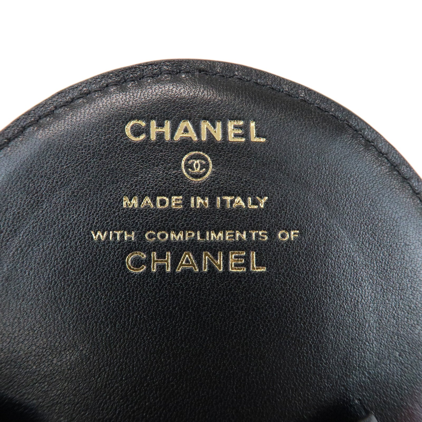 CHANEL Matelasse COCO Mark Lamb Skin Bag Charm Key Chain Black