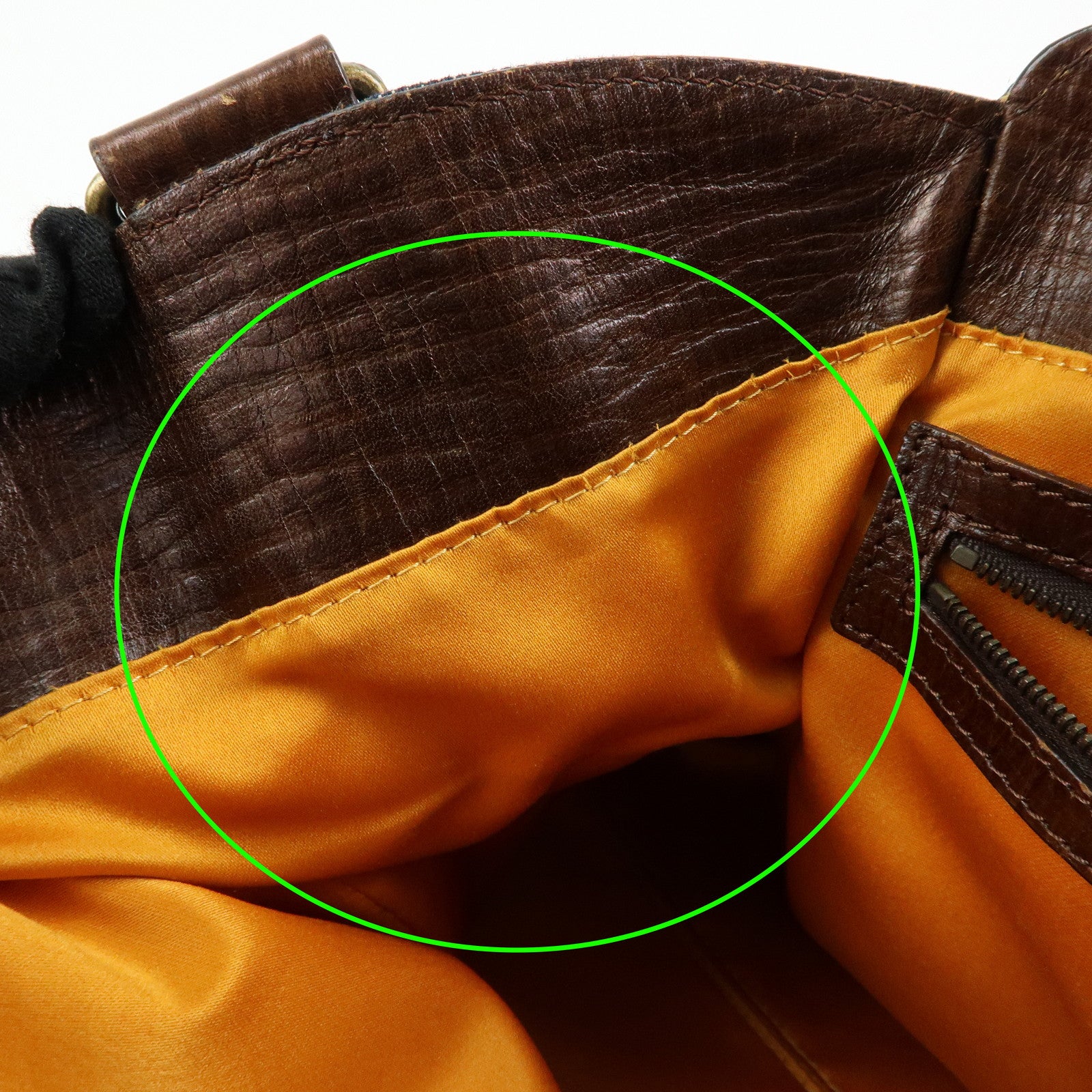 FENDI Etnico Denim Leather Tote Bag Shoulder Bag Blue Brown 8BN157