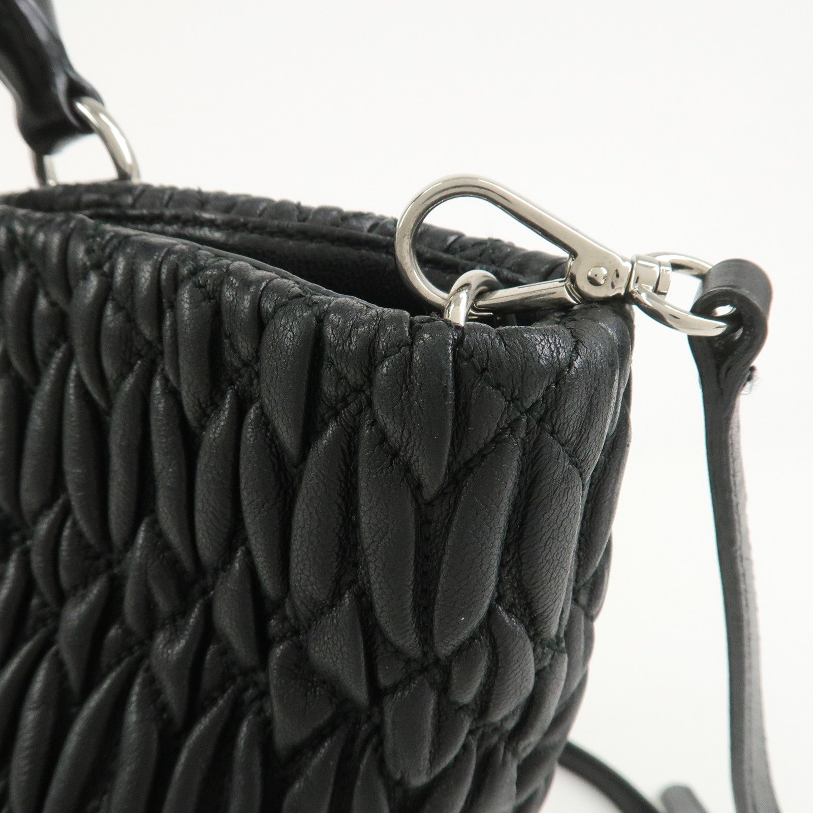 MIU MIU Matelasse Nappa Crystal 2Way Shoulder Bag Black 5BE896