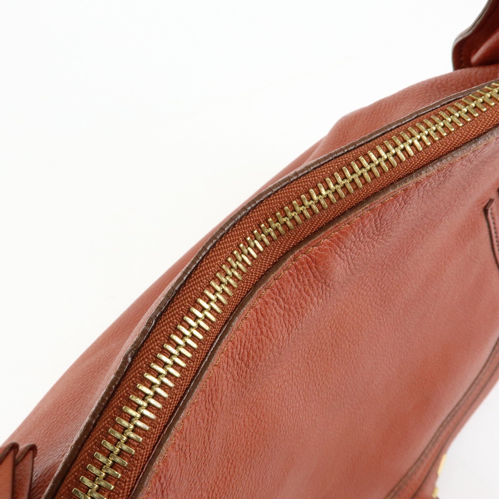 Chloe Marcie Leather Shoulder Bag Tote Bag Red Brown