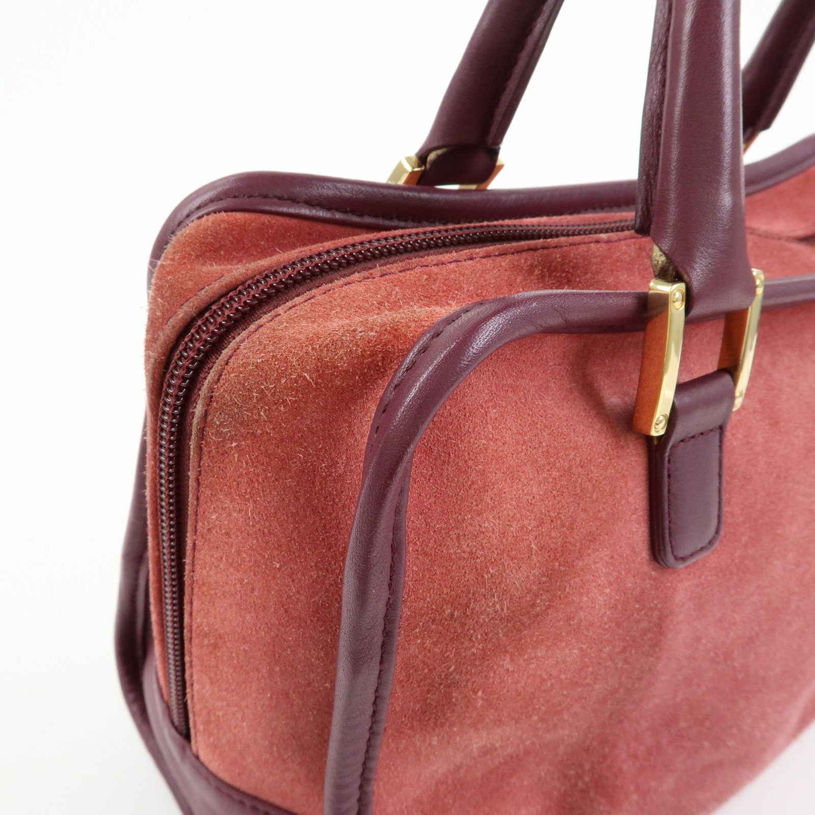 LOEWE Anagram Amazona 28 Suede Leather Hand Bag Red Bordeaux