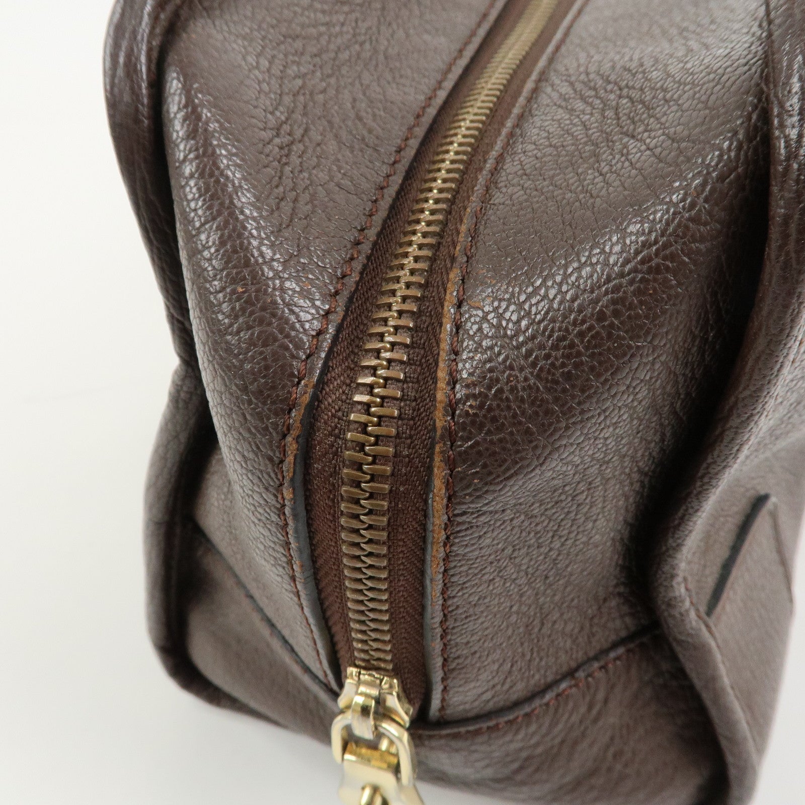 LOEWE Anagram Amazona 28 Leather Hand Bag Boston Bag Brown