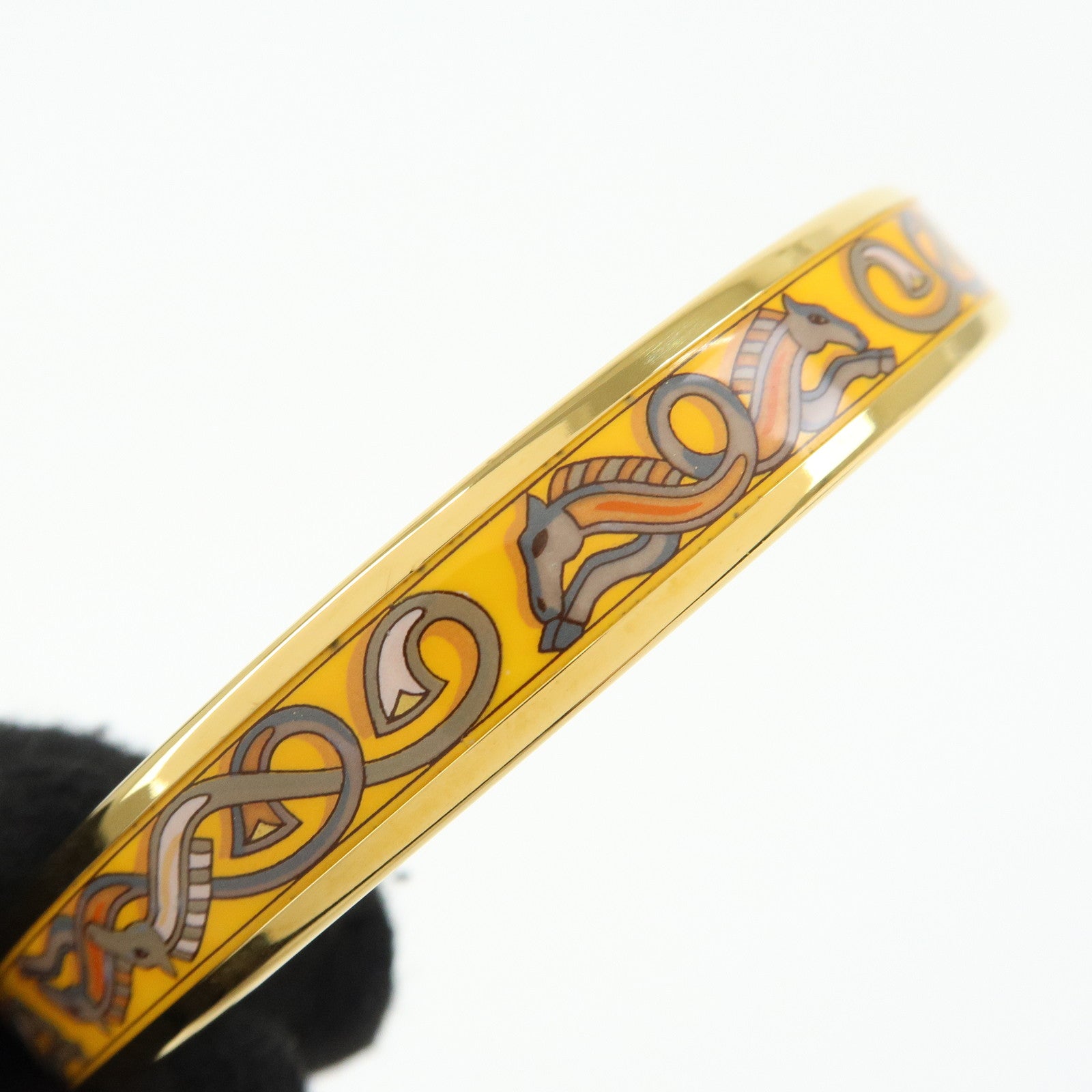 HERMES Email PM Plated Bracelet Bangle Gold Yellow