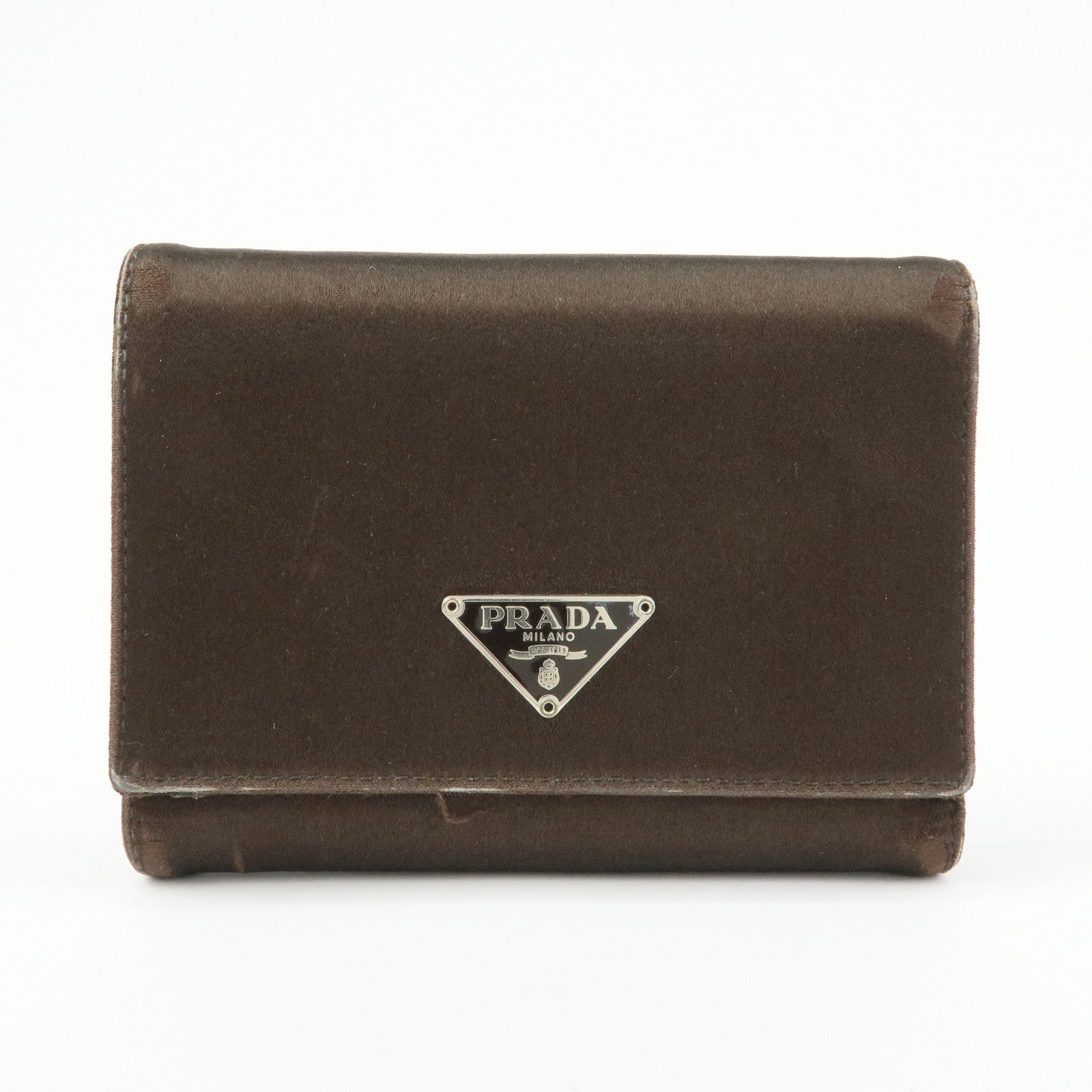 PRADA Triangle Logo Set of 3 Wallet Pouch Black Brown Red