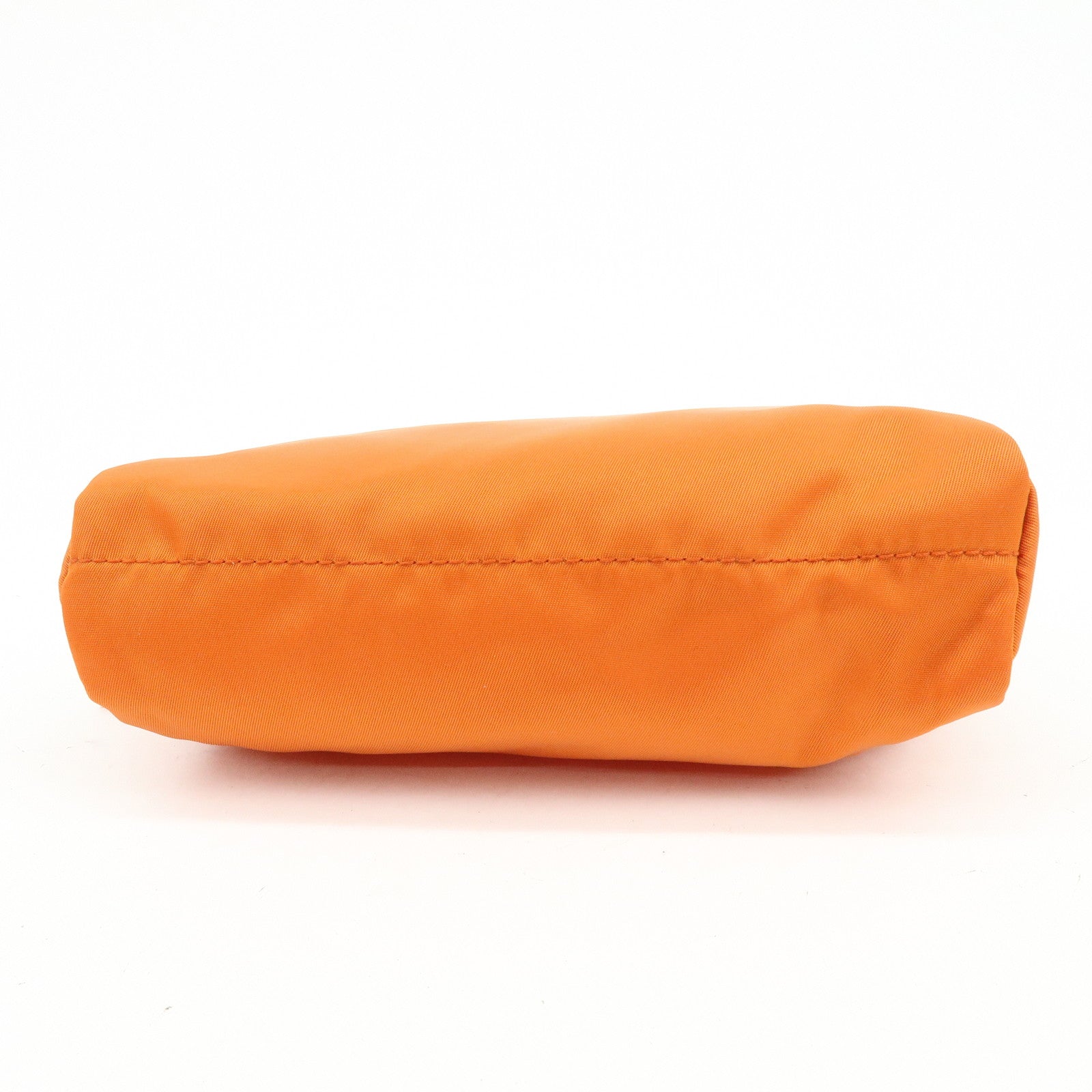 PRADA Triangle Logo Nylon Saffiano Leather Pouch Orange 1N0021