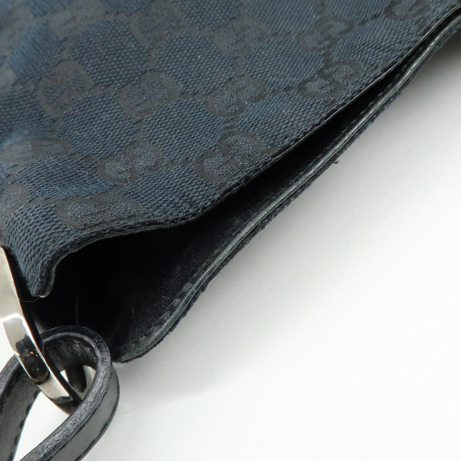 GUCCI GG Canvas Leather Shoulder Bag Black 001・4095・001553