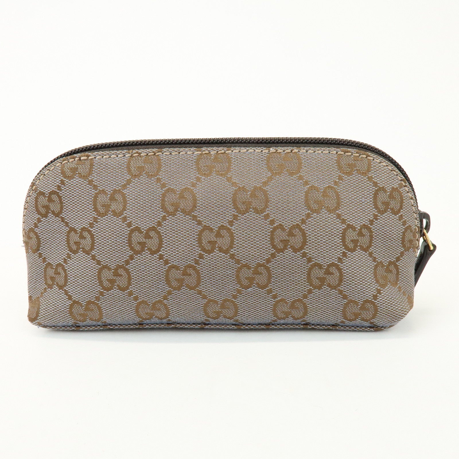 GUCCI GG Mnogram Canvas Leather Cosmetic Pouch Brown 272367