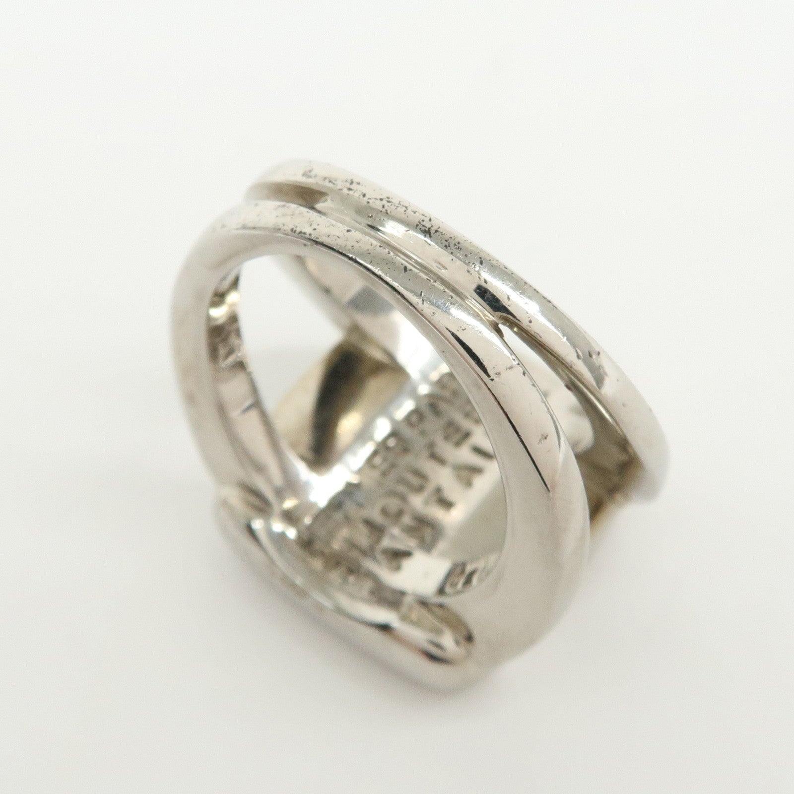 HERMES Sellier Corozo Metal Shell Ring Silver US5.5 EU51