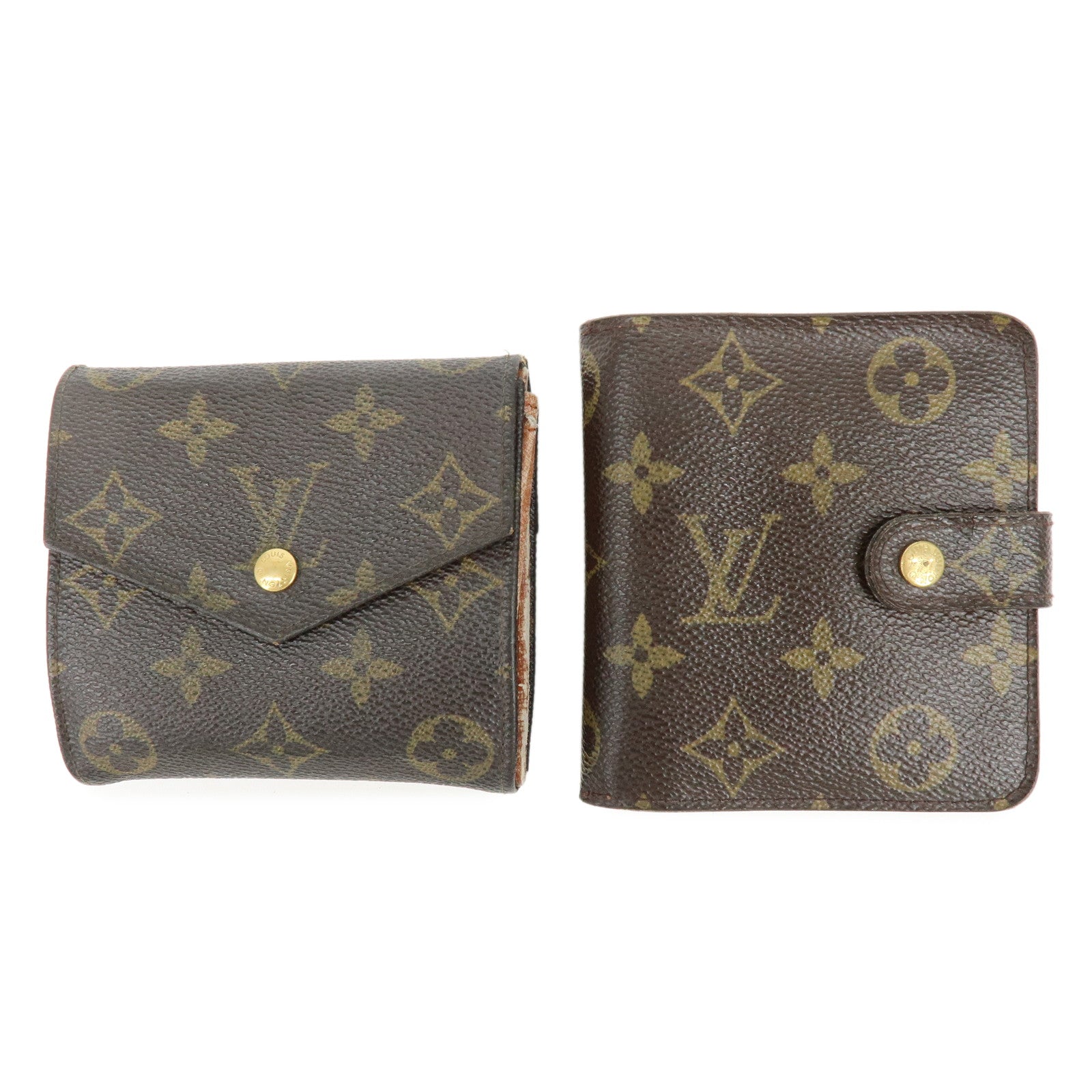 Louis Vuitton Monogram Set of 2 Bi-fold Wallets Brown M61667 M61660