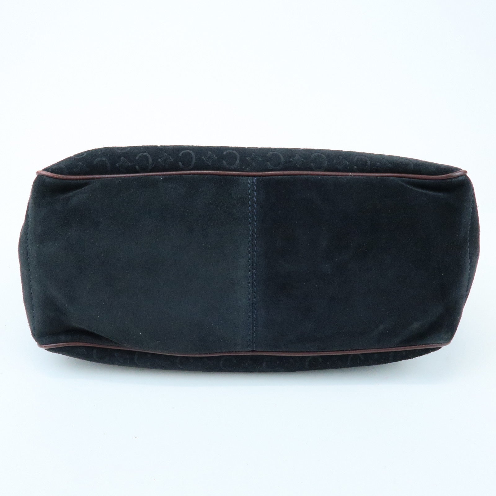 CELINE C Macadam Boogie Bag Suede Leather Hand Bag Black Bordeaux