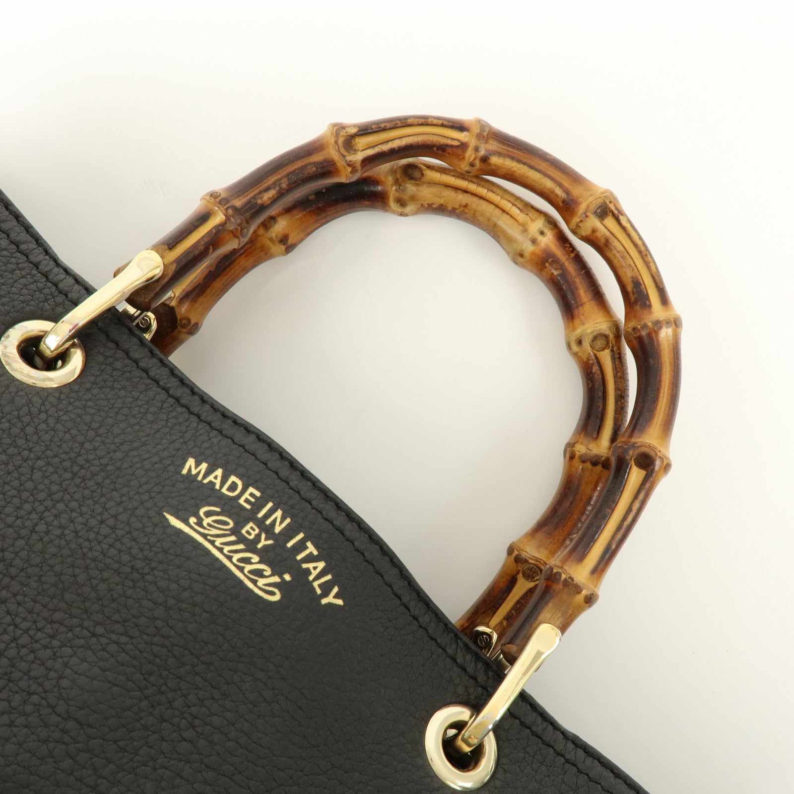 GUCCI Bamboo Shopper Medium 2Way Bag Shoulder Bag Black 323660