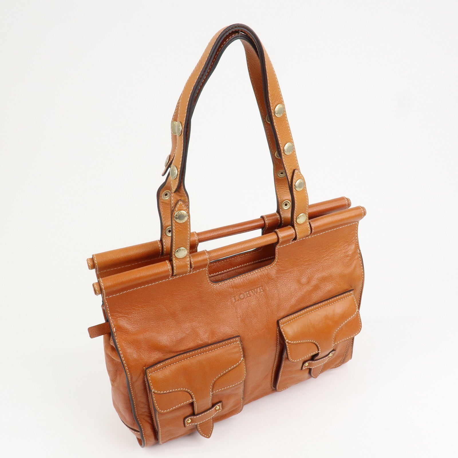 LOEWE Leather Candy 2Way Bag Shoulder Bag Hand Bag Brown