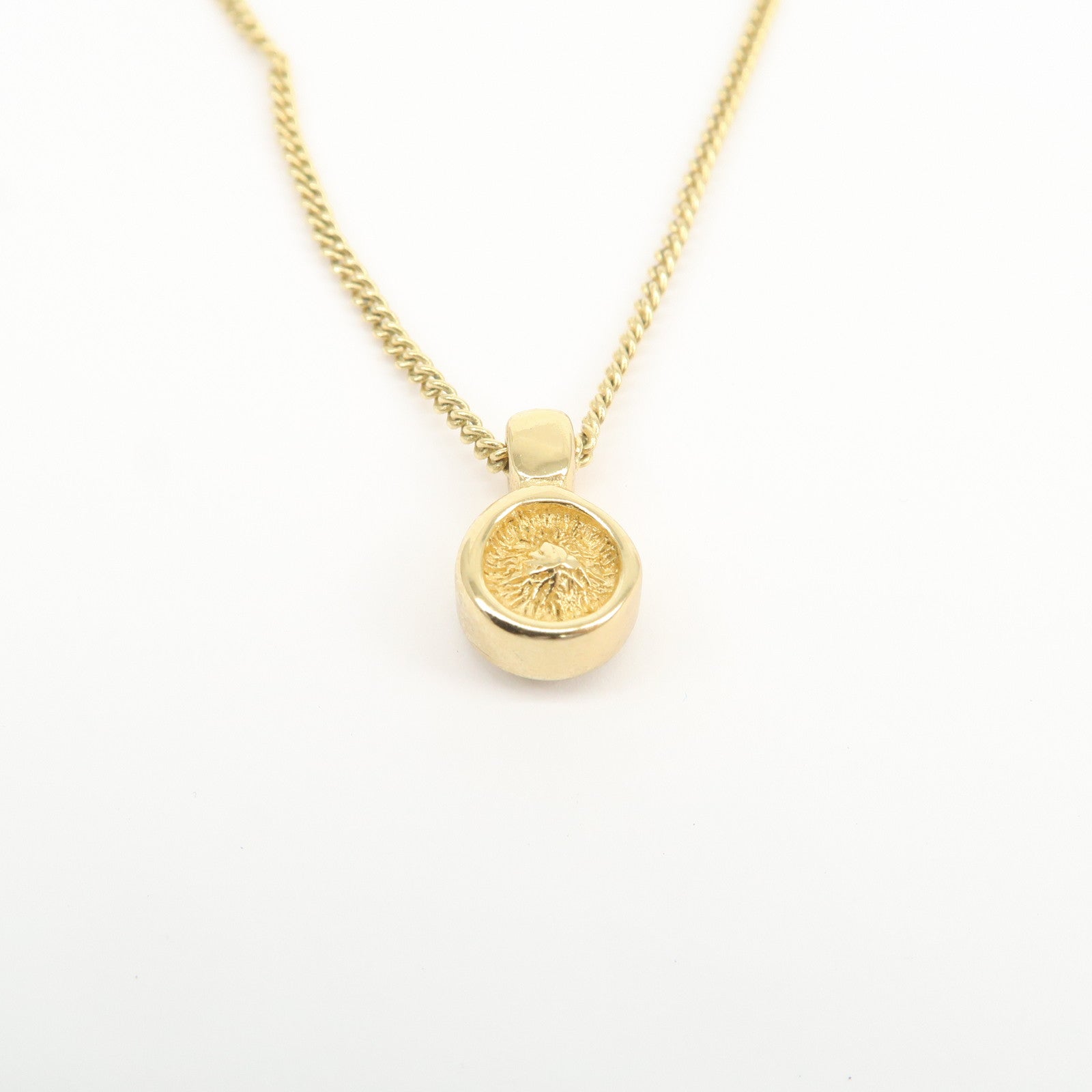 Christian Dior Logo Metal 1P Stone Necklace Choker Gold