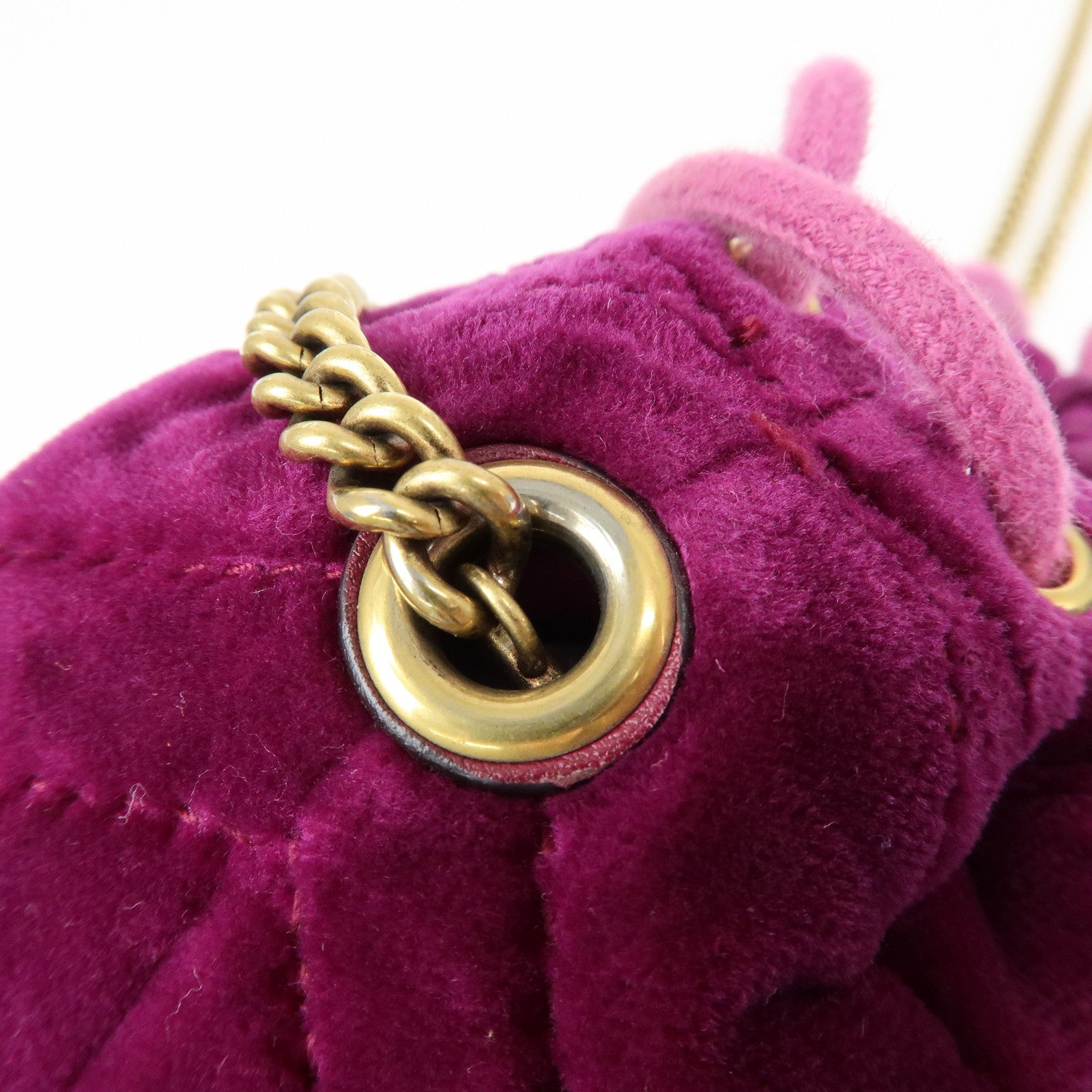 GUCCI GG Marmont Velvet Leather Small Bucket Chain Bag 575163