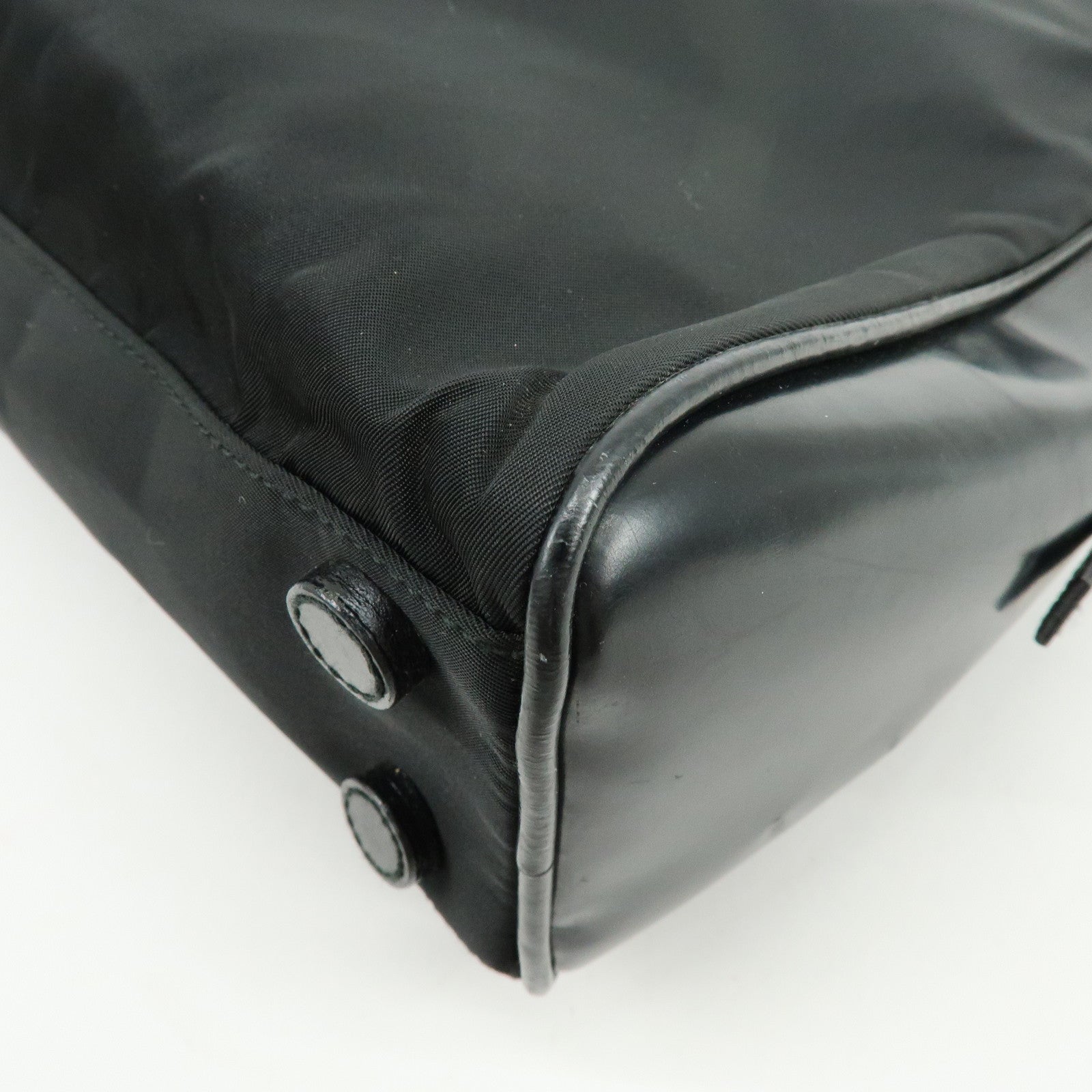 PRADA Triangle Logo Nylon Leather Shoulder Bag Tote Bag Black