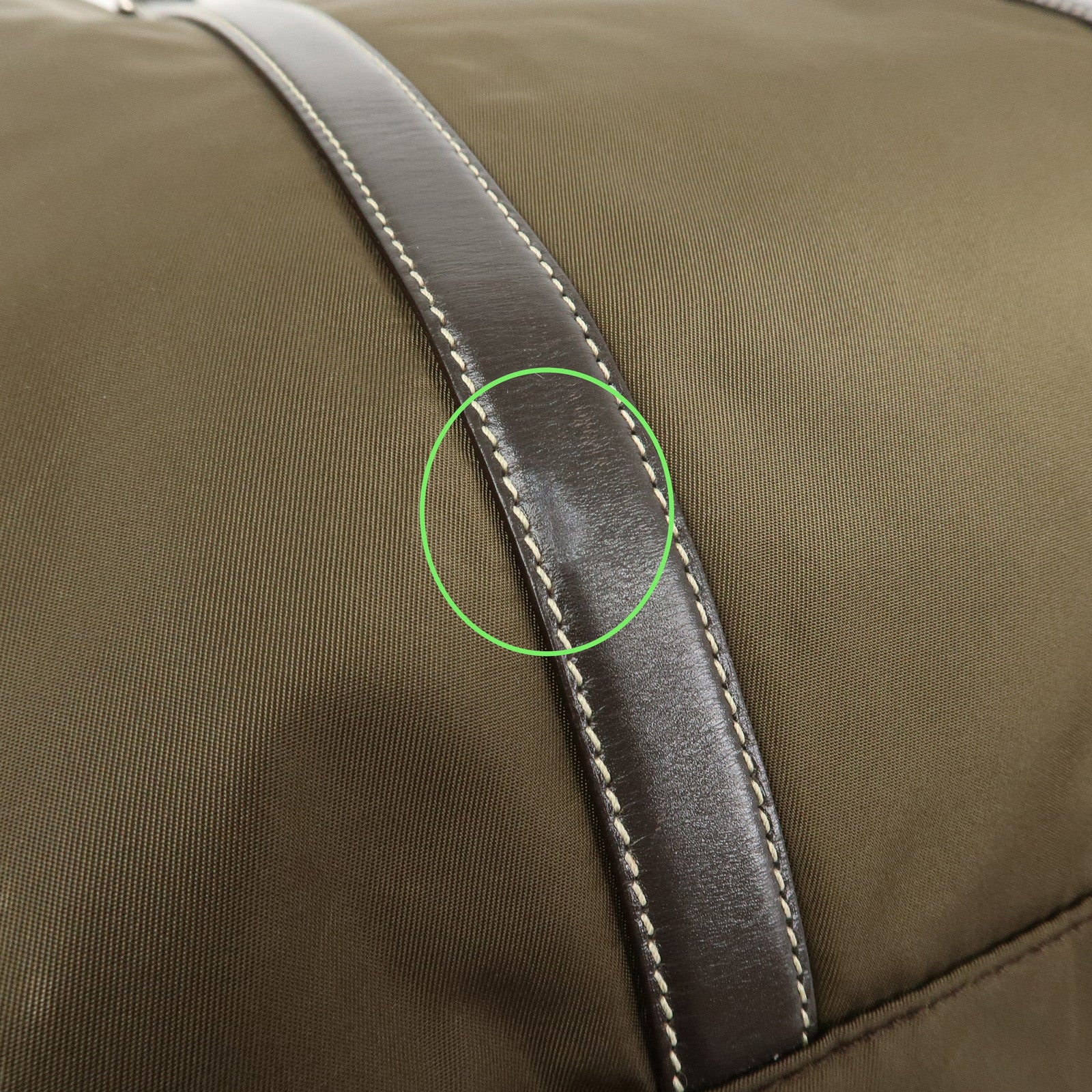 PRADA Triangle Logo Nylon Leather 2Way Hand Bag Shoulder Bag Khaki