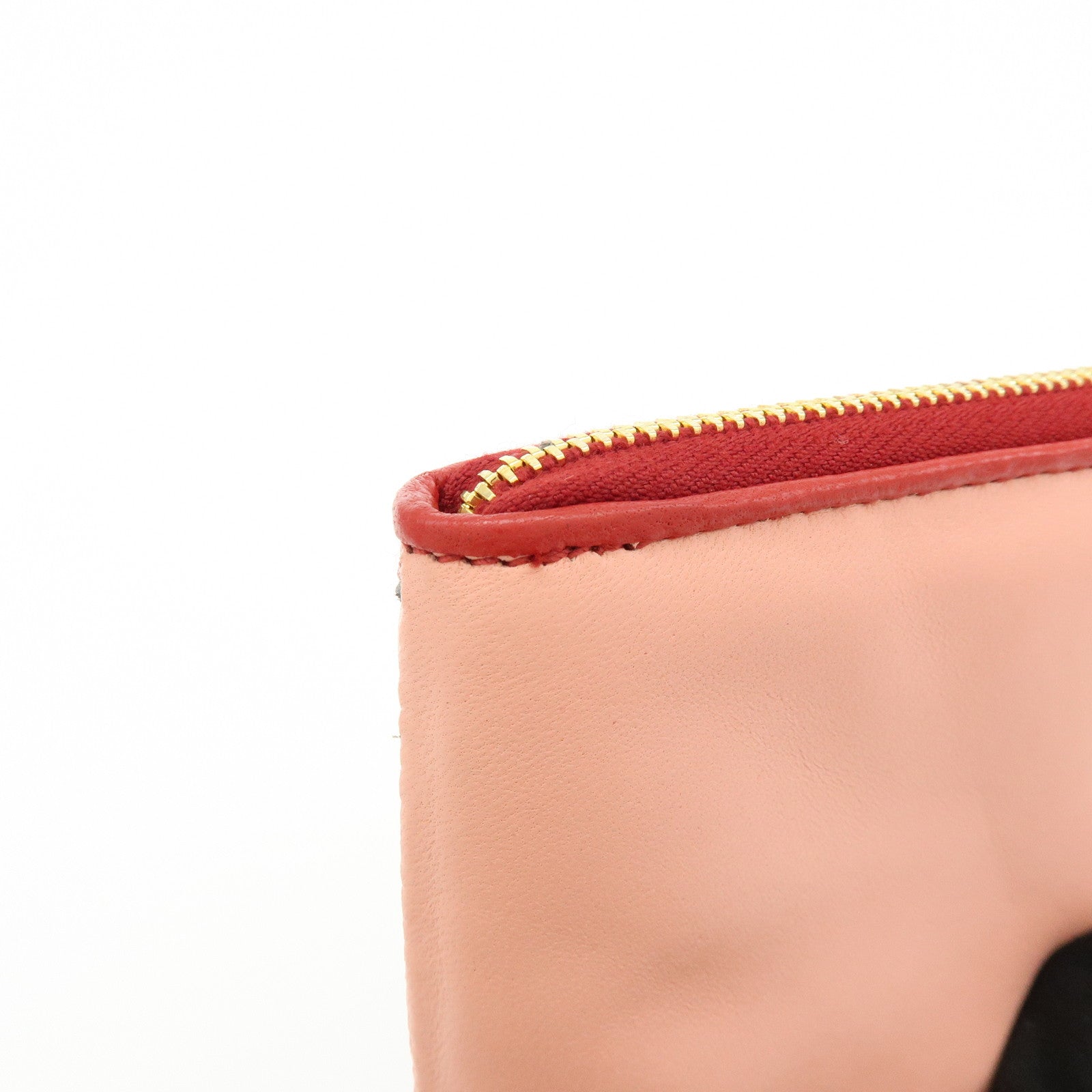 MIU MIU Lamb Skin Leather Zippy Pouch Rose Pink Red