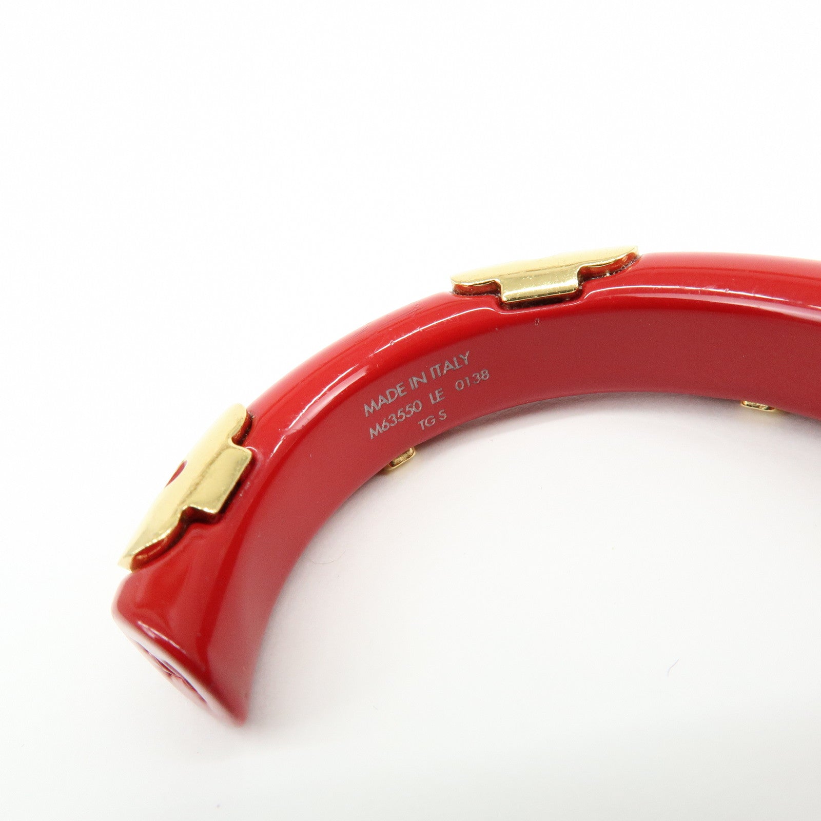 Louis Vuitton Monogram Ceramic Metal Bracelet Bangle Red Gold