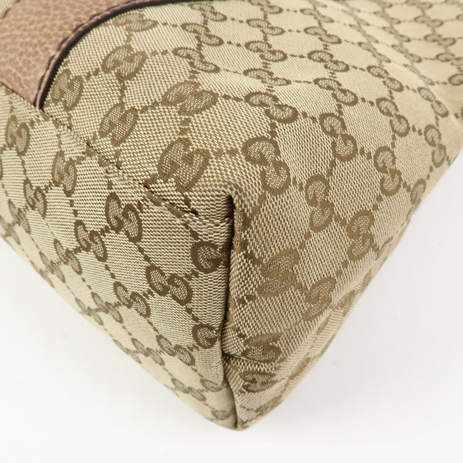 GUCCI Bamboo GG Canvas Leather Tote Bag Hand Bag Beige Brown 232947