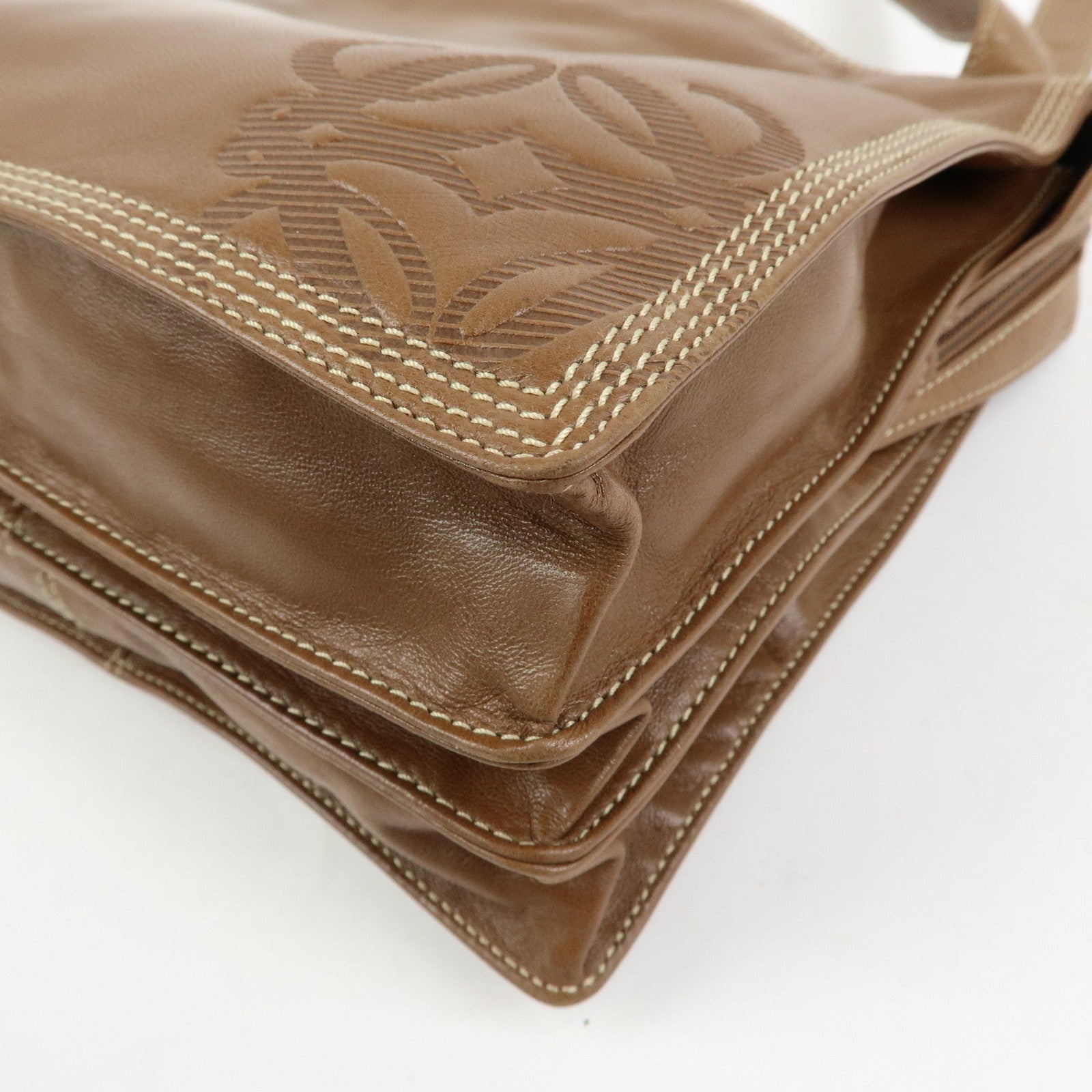 LOEWE Anagram Nappa Leather Shoulder Bag Hand Bag Brown