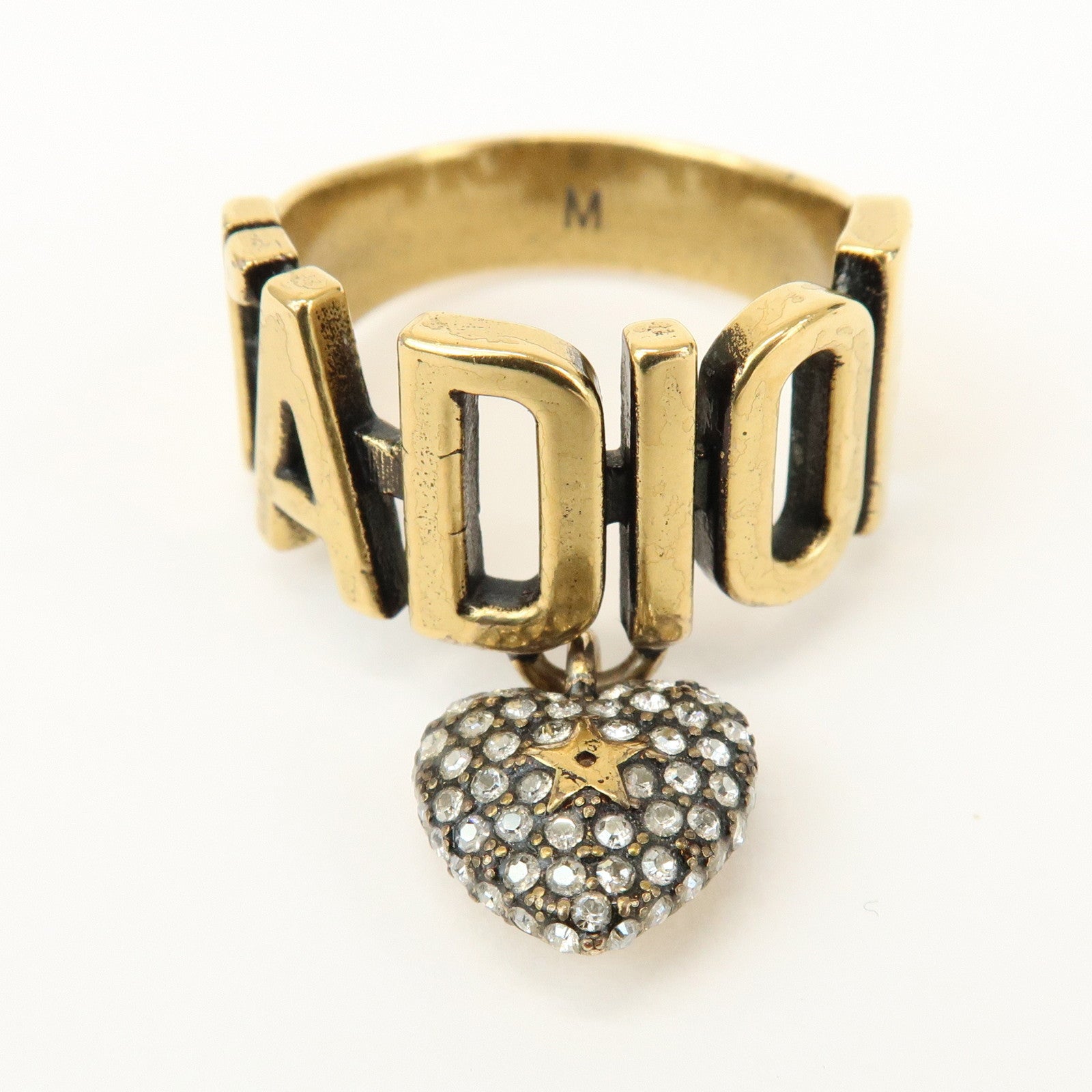 Christian Dior J'ADIOR Metal Rhinestone Star Heart Ring M Gold