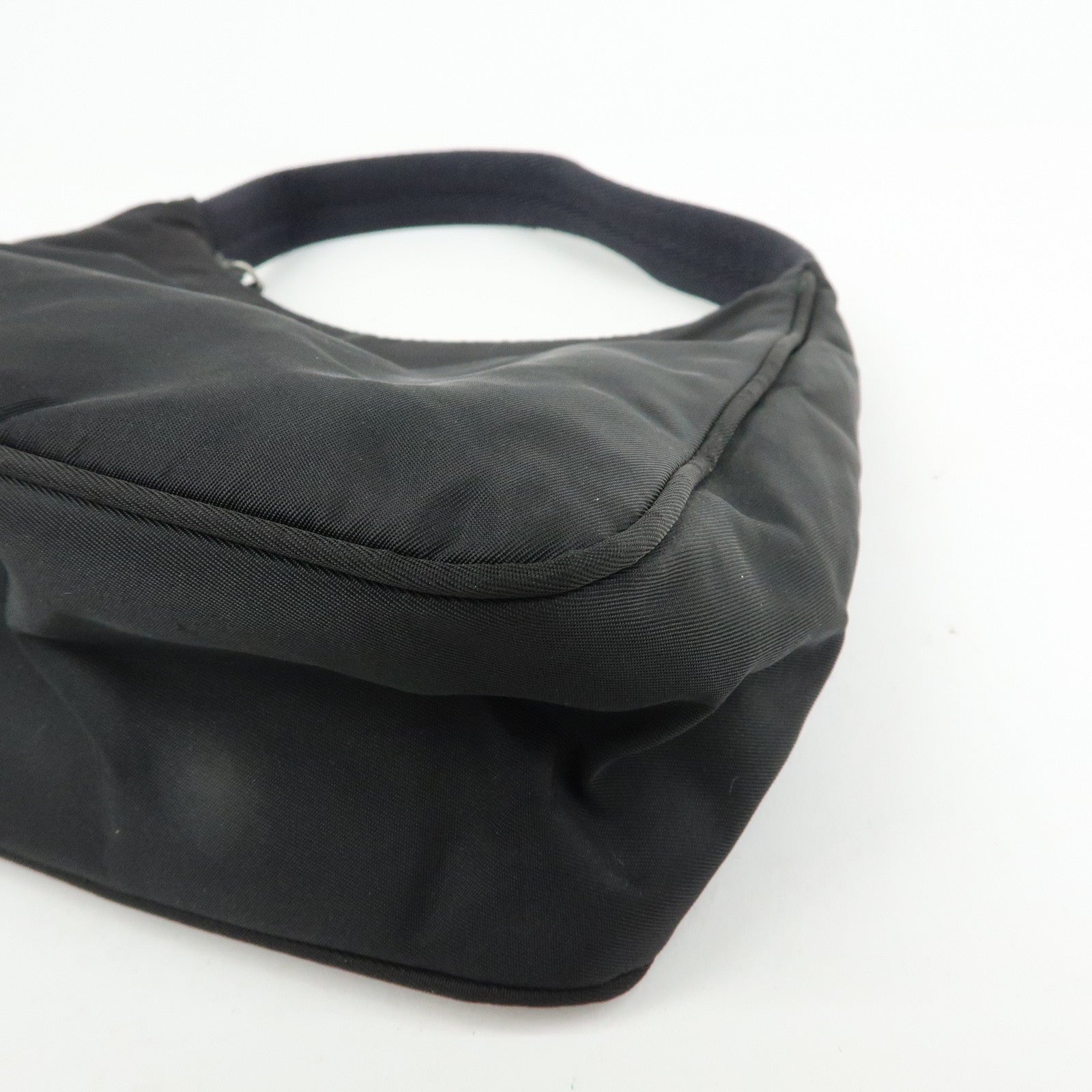 PRADA Triangle Logo Nylon Mini Hand Bag Shoulder Bag Black