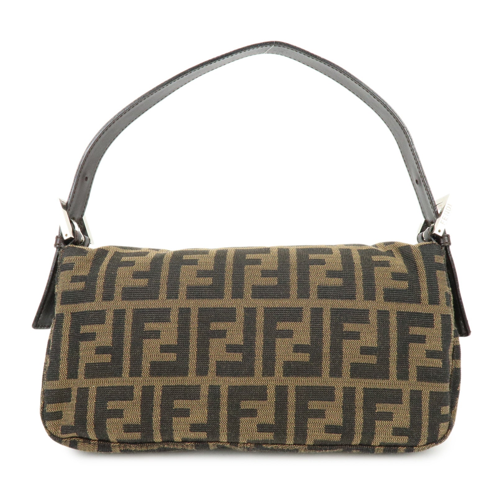 FENDI Mamma Baguette Zucca Canvas Leather Hand Bag Shoulder Bag