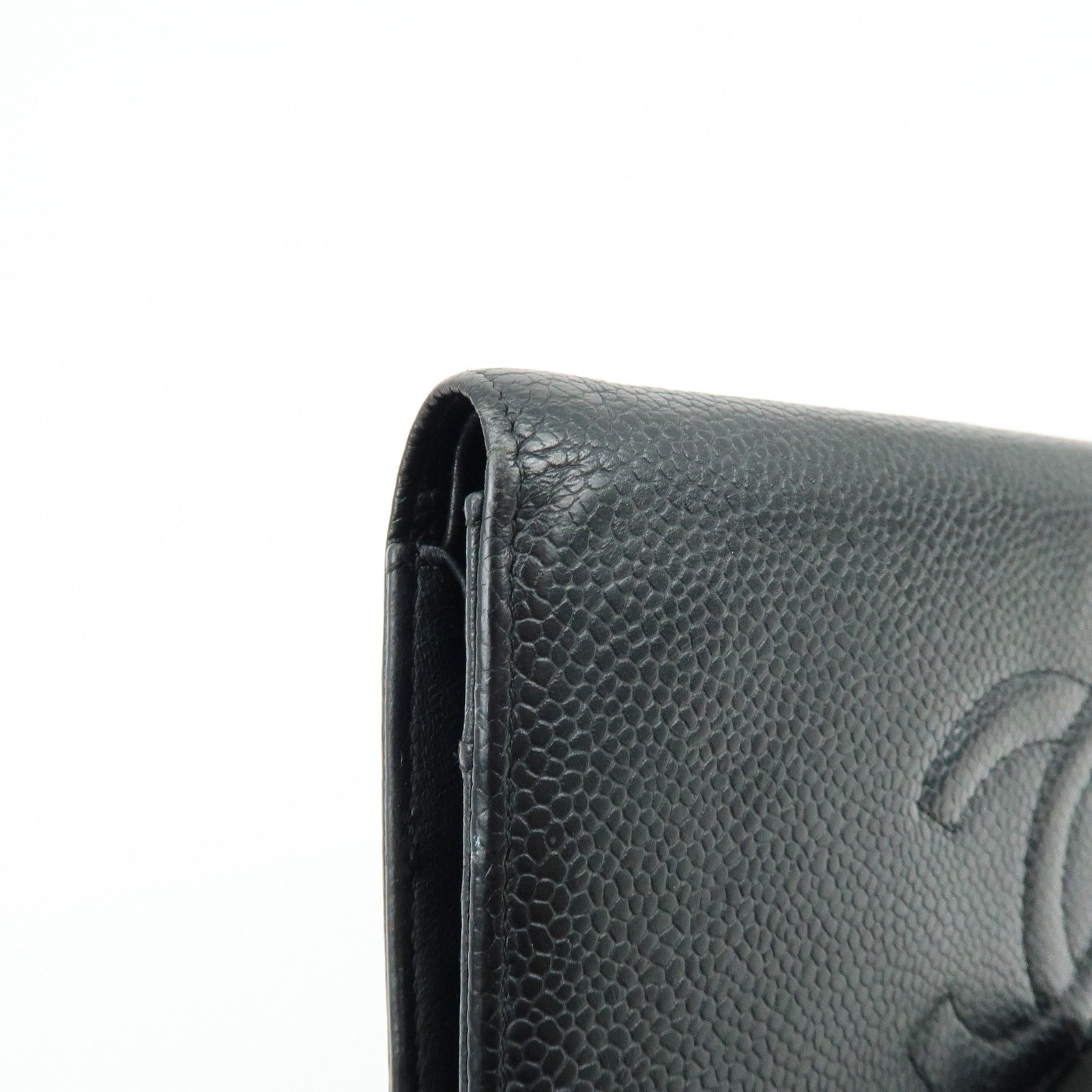 Chanel COCO Mark Caviarskin Long Flap Wallet Black