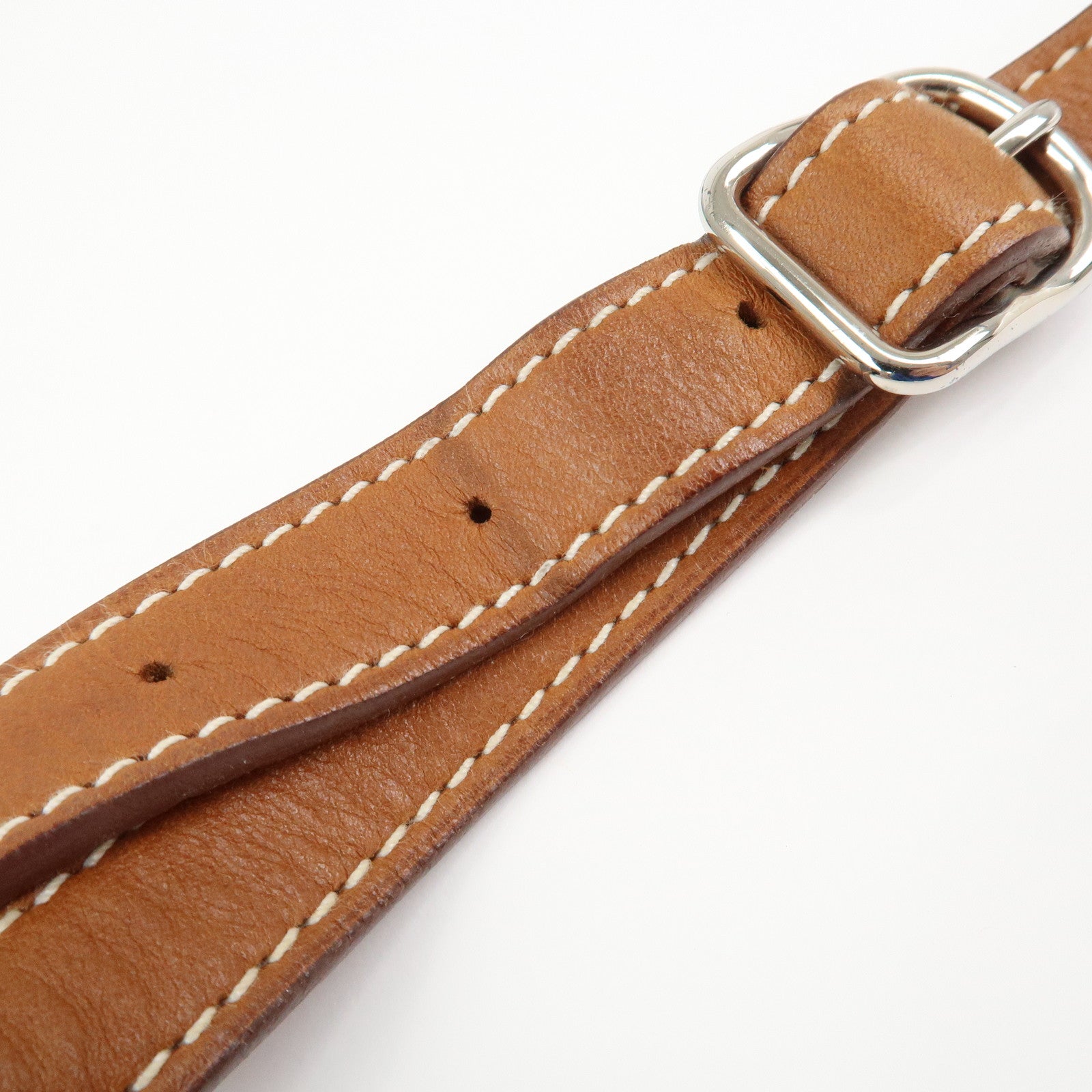 HERMES Silky City MM Canvas Leather Shoulder Bag BRIDES de GALA