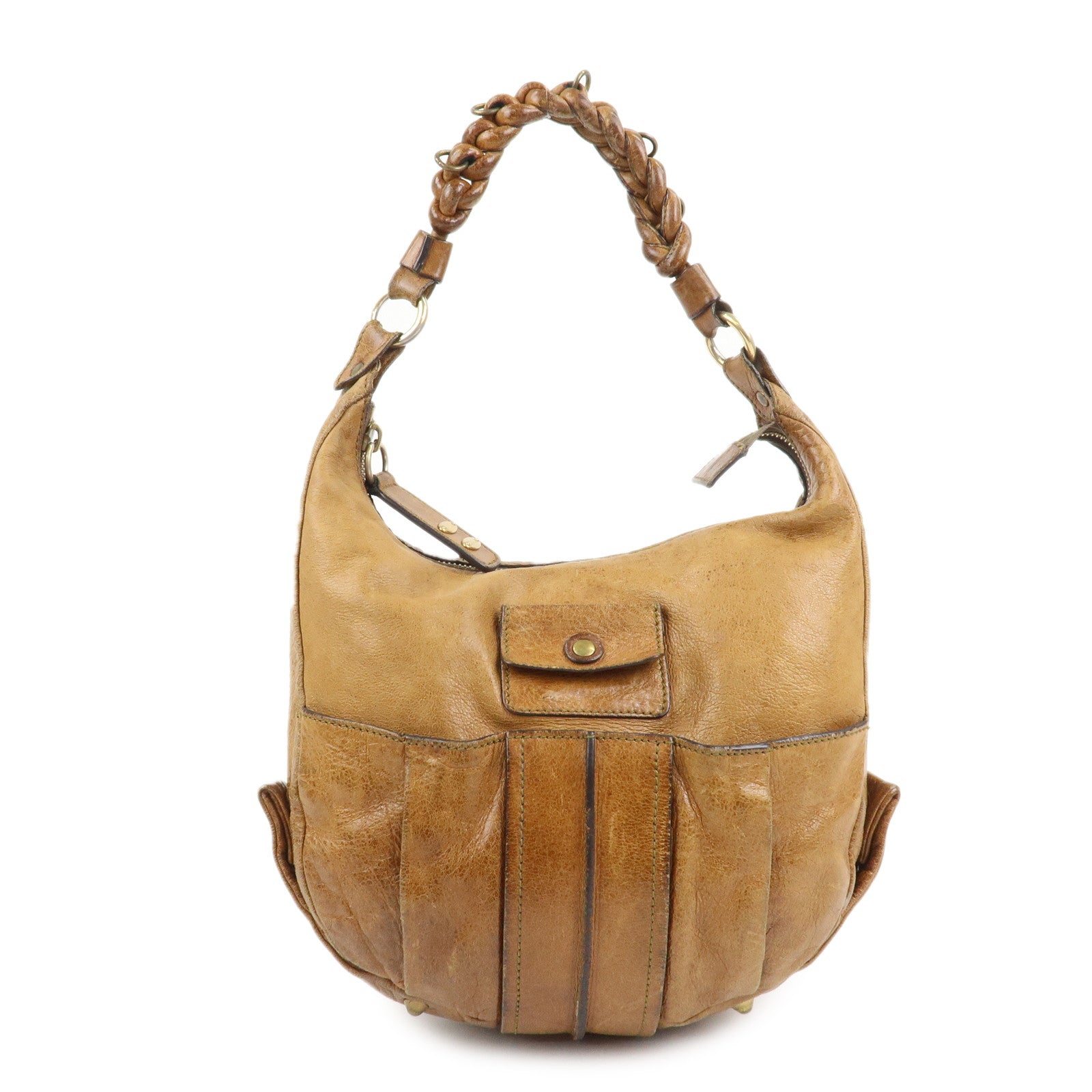 Chloe Leather Heloise Shoulder Bag Hand Bag Brown