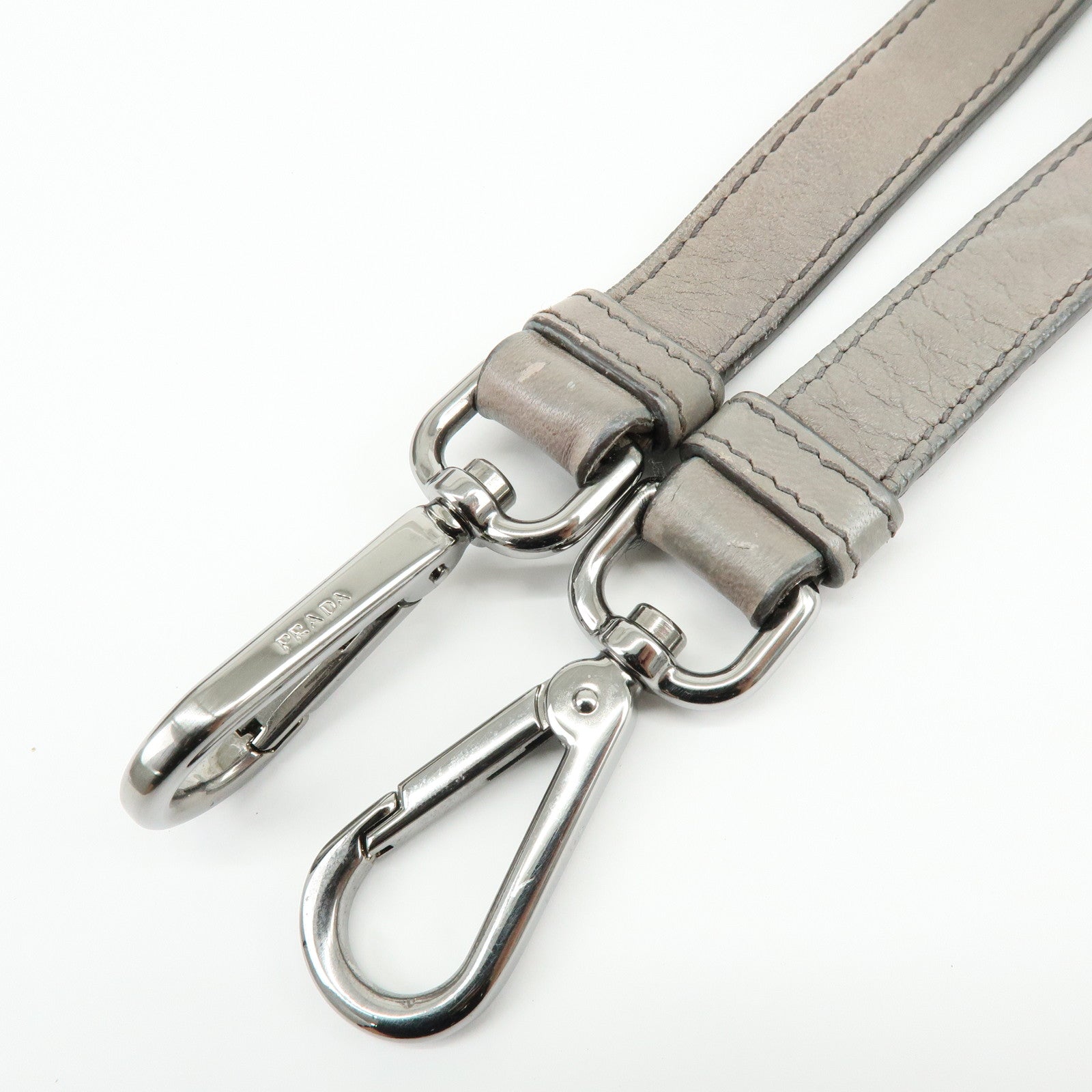 PRADA Logo Leather 2Way Bag Hand Bag Shoulder Bag Gray