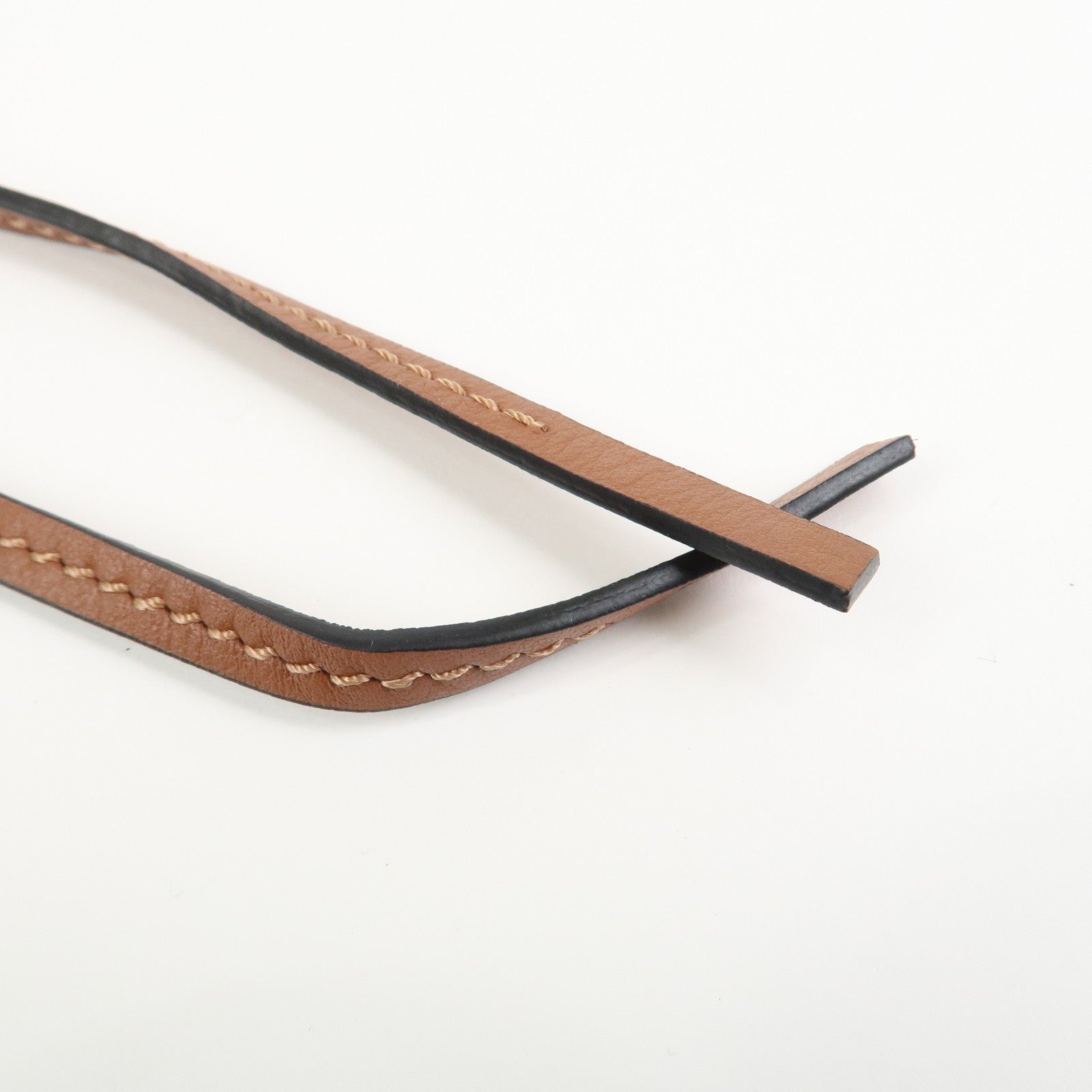 LOEWE Anagram Metal Leather Bag Charm Key Holder Camel