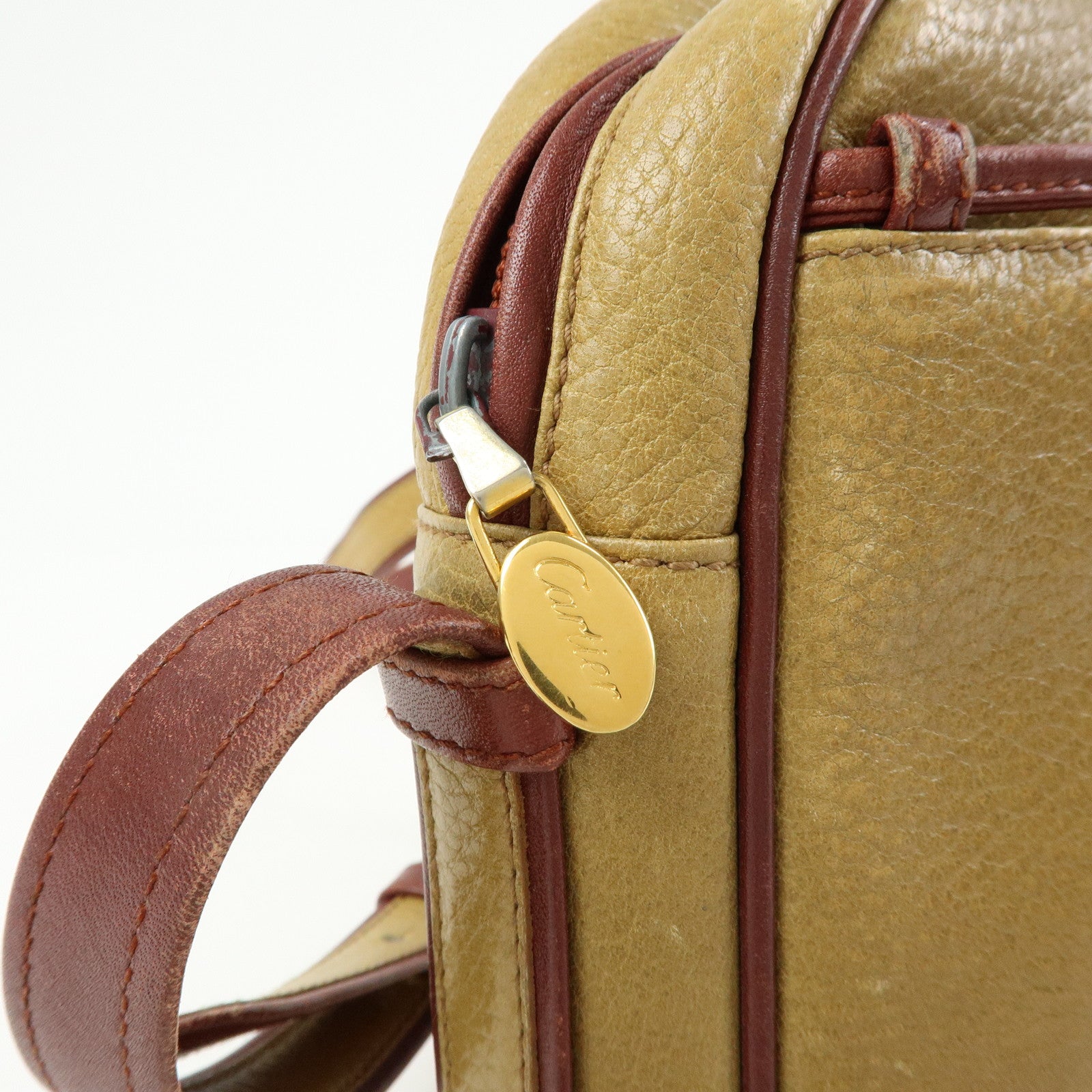 Cartier Must de Cartier Leather Shoulder Bag Crossbody Bag Beige
