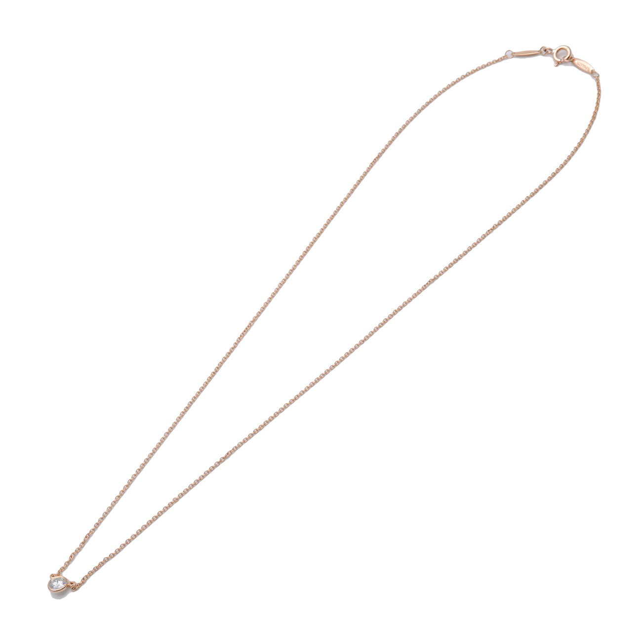 Tiffany & Co By The Yard 1P Diamond Necklace K18 750PG Rose Gold
