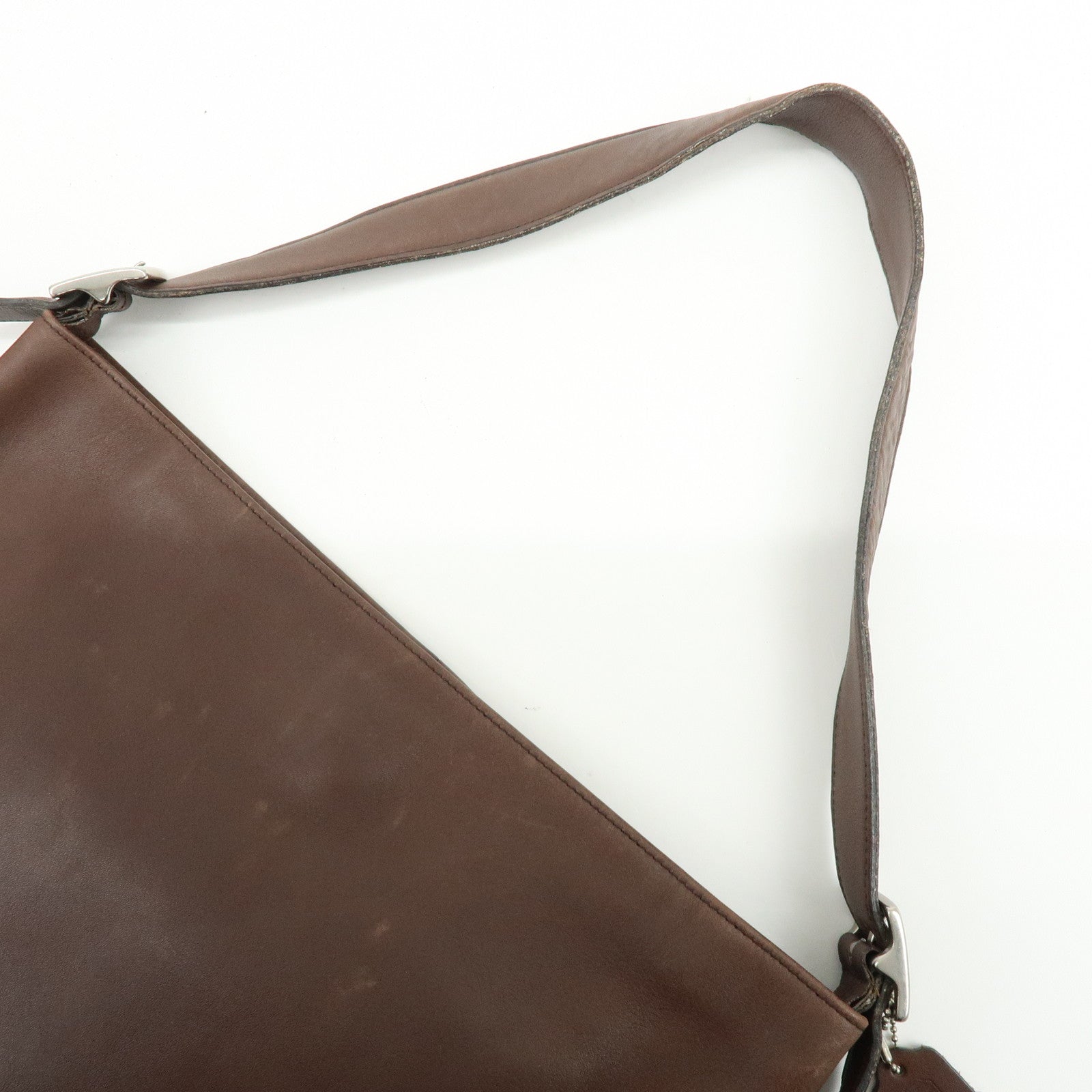 COACH Set of 2 Wool Leather Shoulder Bag Hand Bag Gray Brown