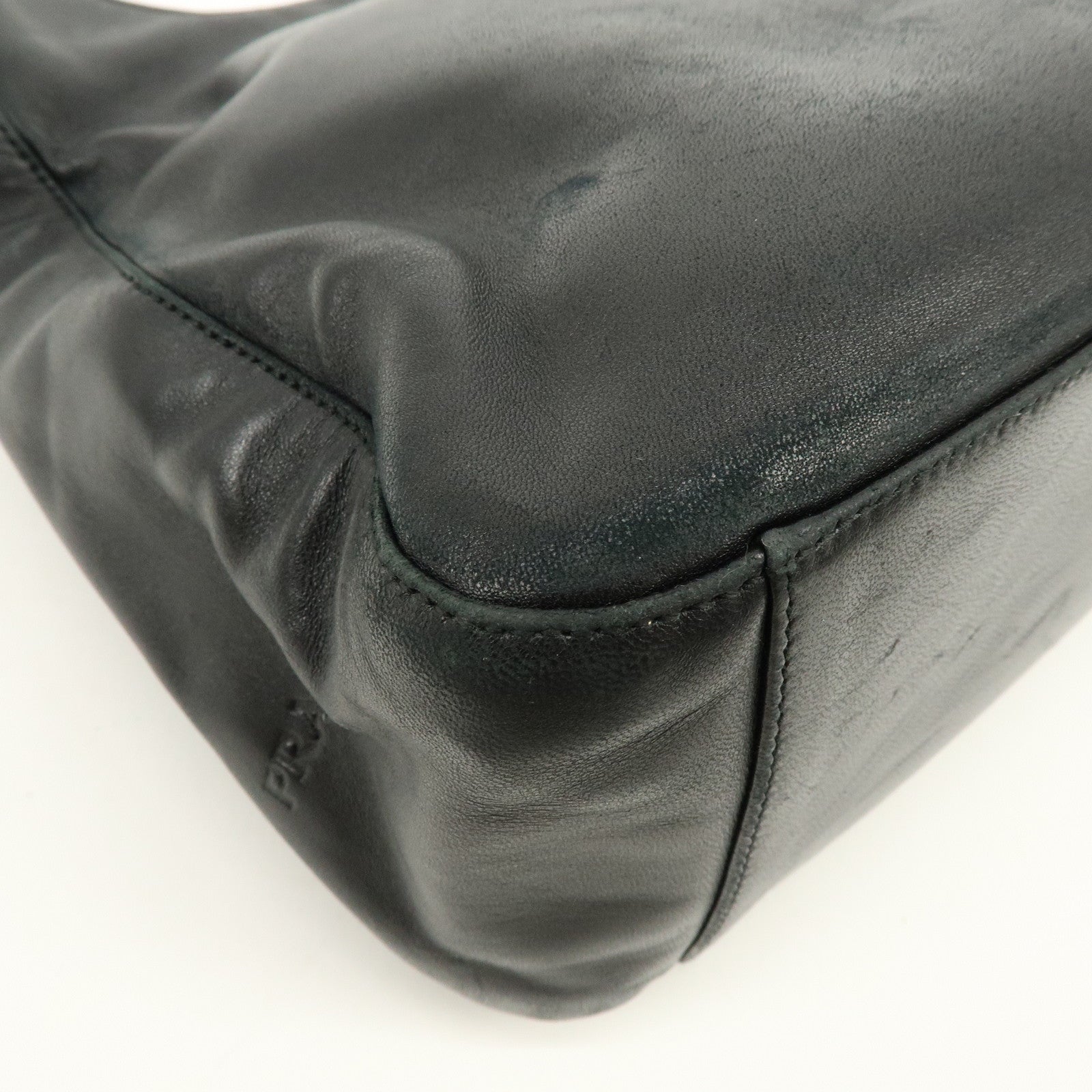 PRADA Leather Plastic Hobo Shoulder Bag Hand Bag Black