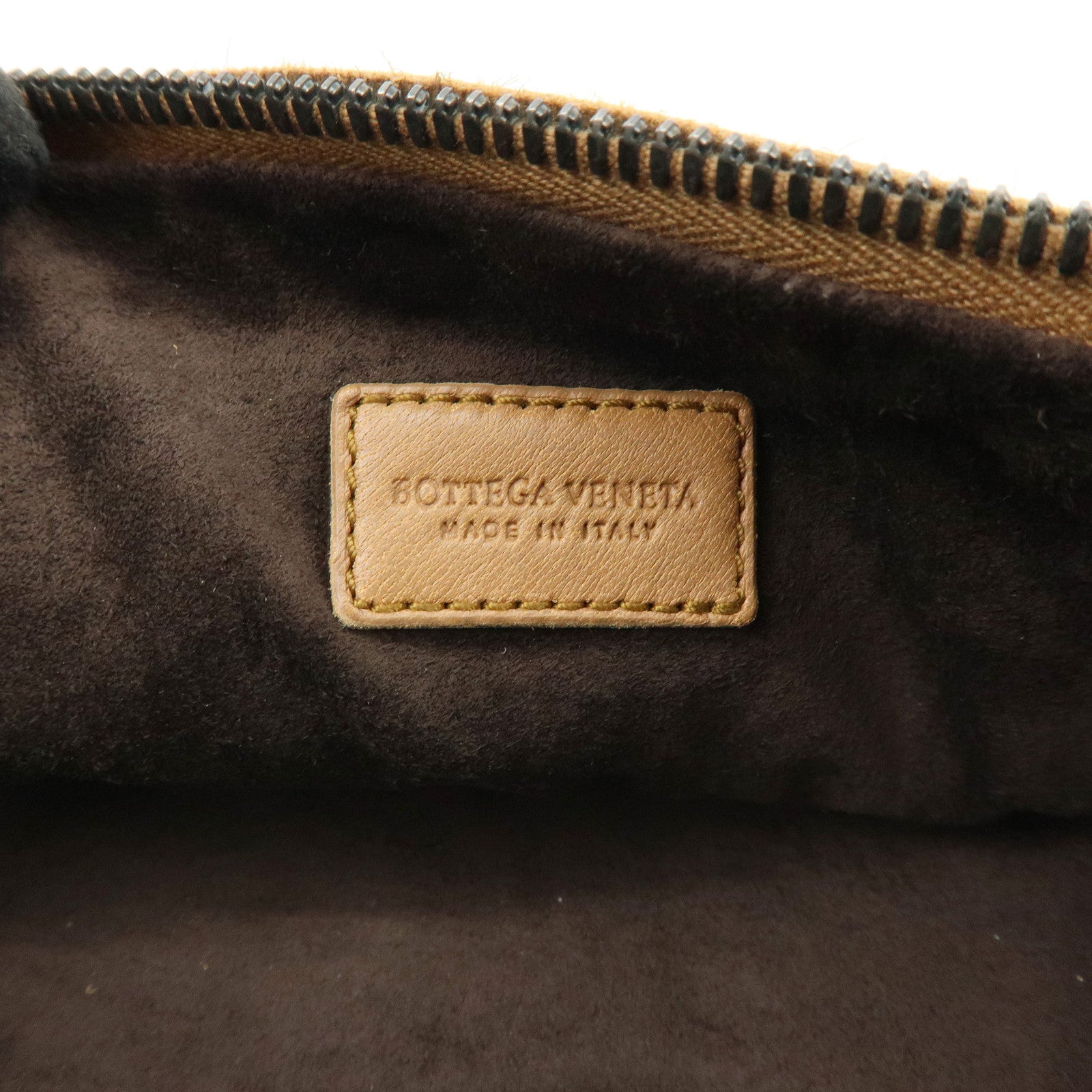 BOTTEGA VENETA Calf Leather Boston Bag Hand Bag Brown