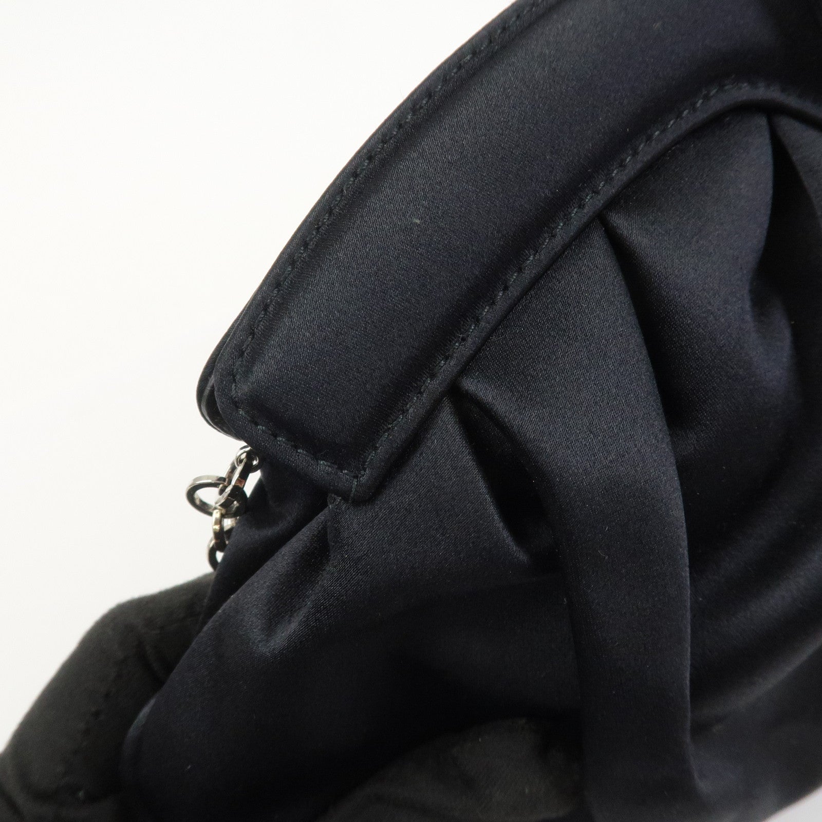 Ferragamo Gancini Satin Shoulder Bag Crossbody Bag Black Q 21 6436