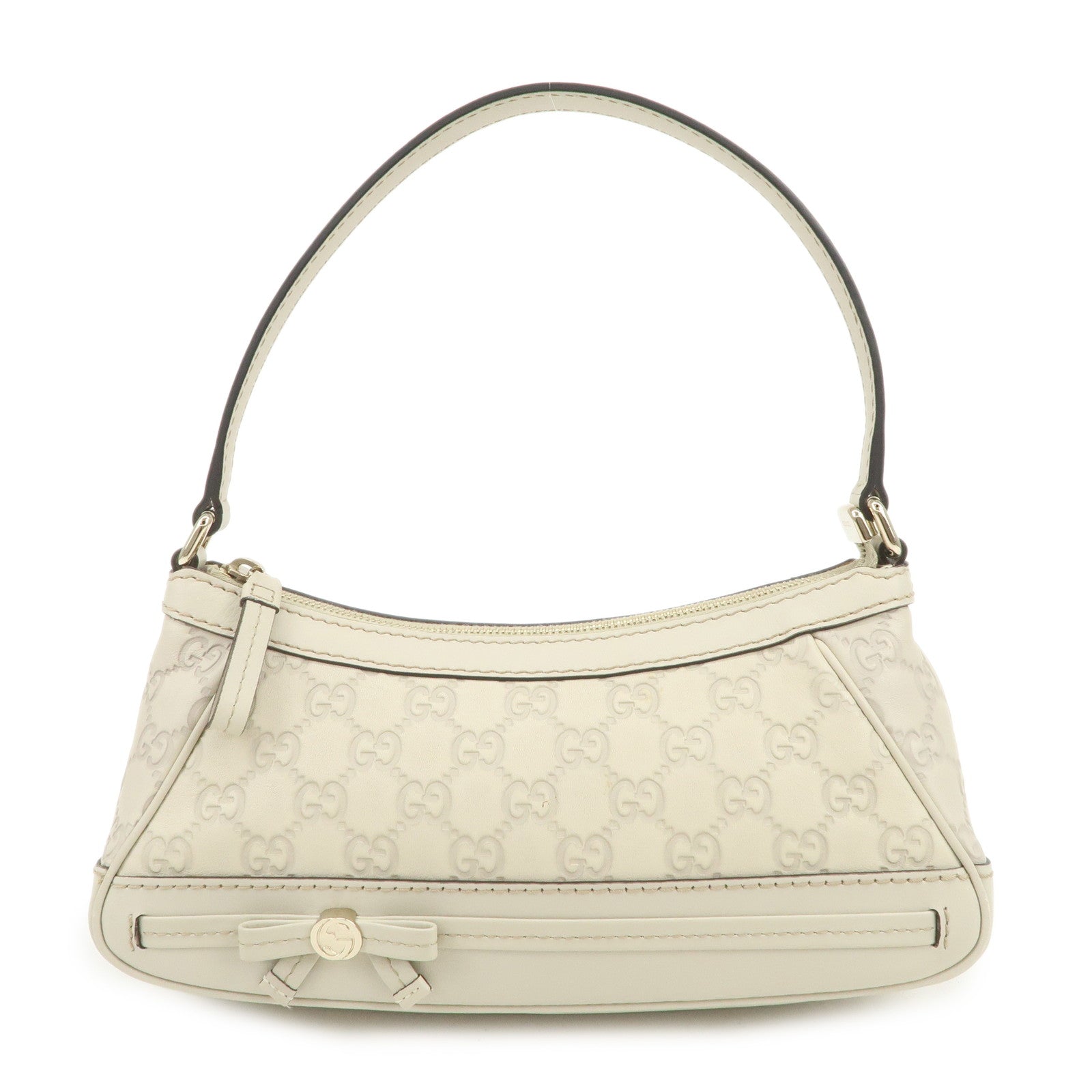 GUCCI Guccissima Mayfair Interlocking G Leather Shoulder Bag Ivory