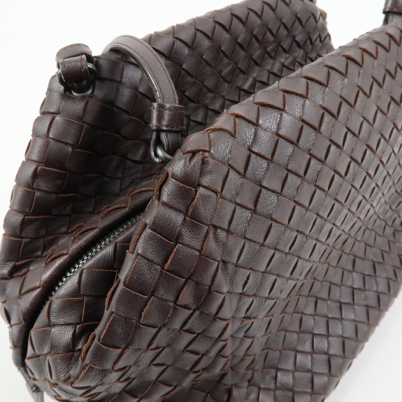 BOTTEGA VENETA Intrecciato Leather Shoulder Bag Brown 255693
