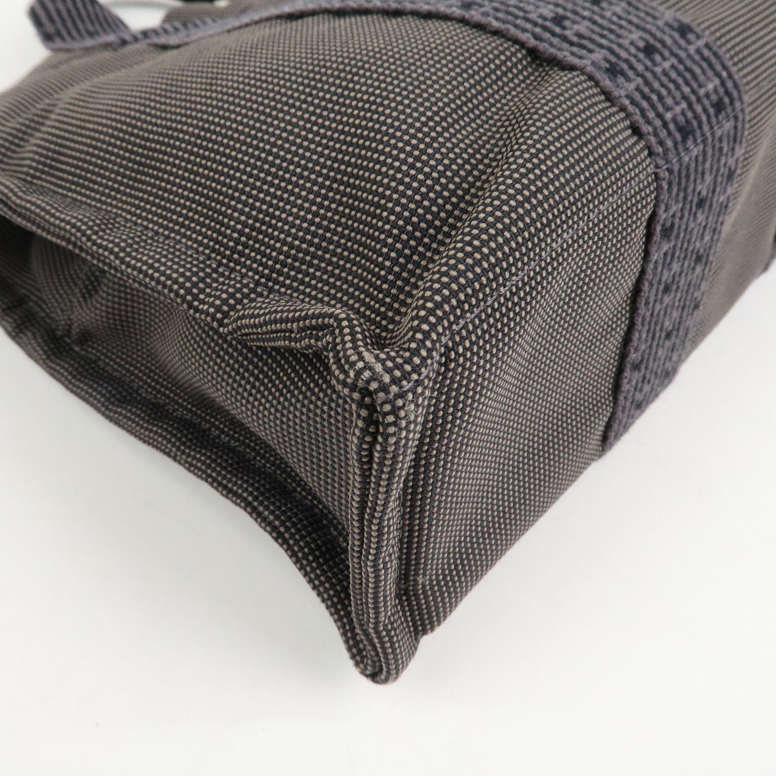 HERMES Herline PM Nylon Canvas Tote Bag Hand Bag Black