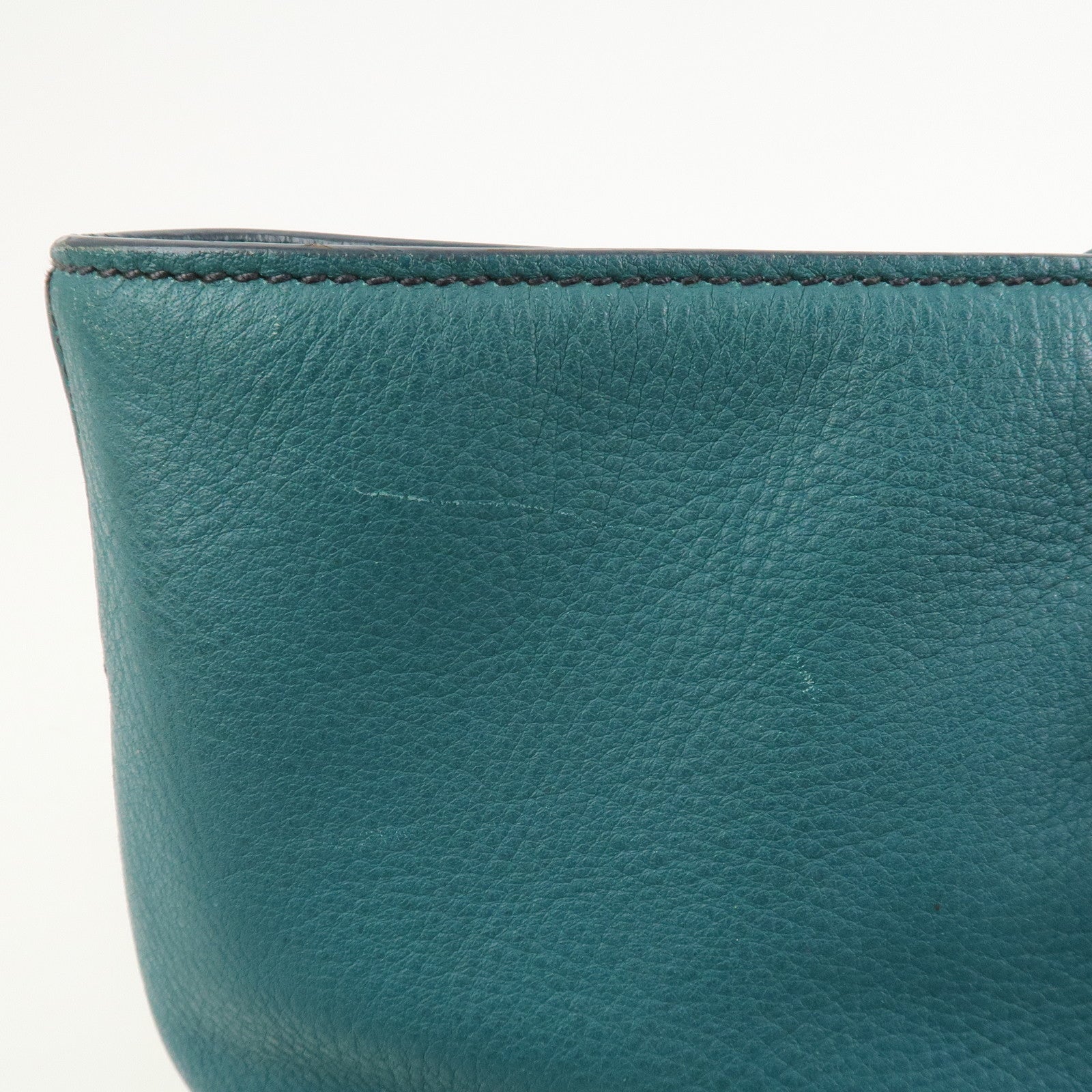 MIU MIU Logo Leather 2Way Bag Hand Bag Shoulder Bag Blue RR1905
