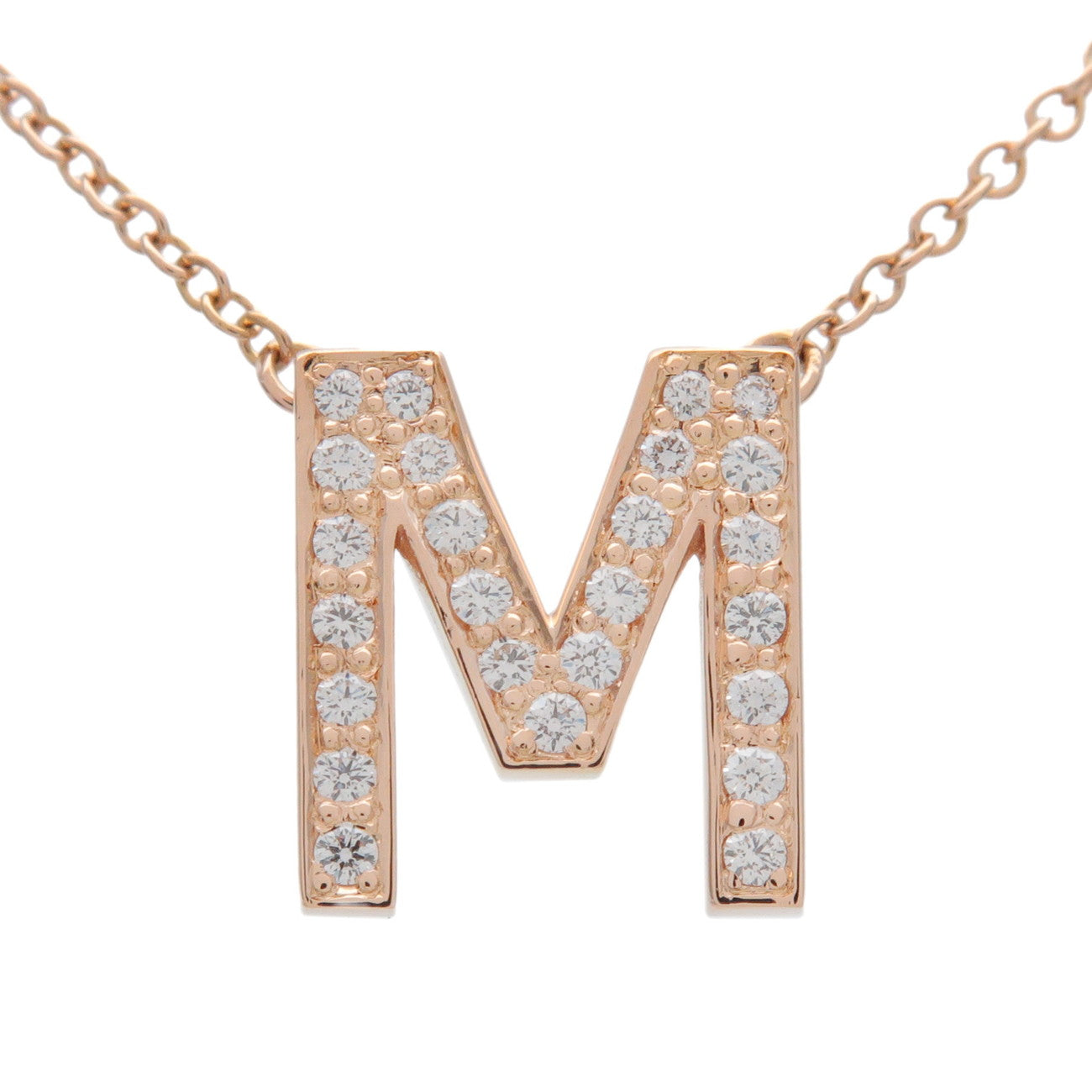 Tiffany & Co Letter Initial M Necklace K18PG 750PG Rose Gold